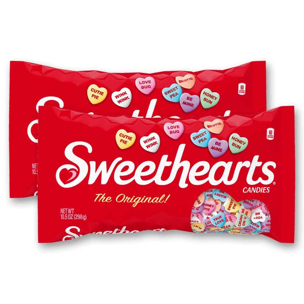 Sweethearts frente de la bolsa mostrando colores y mensaje para compartir