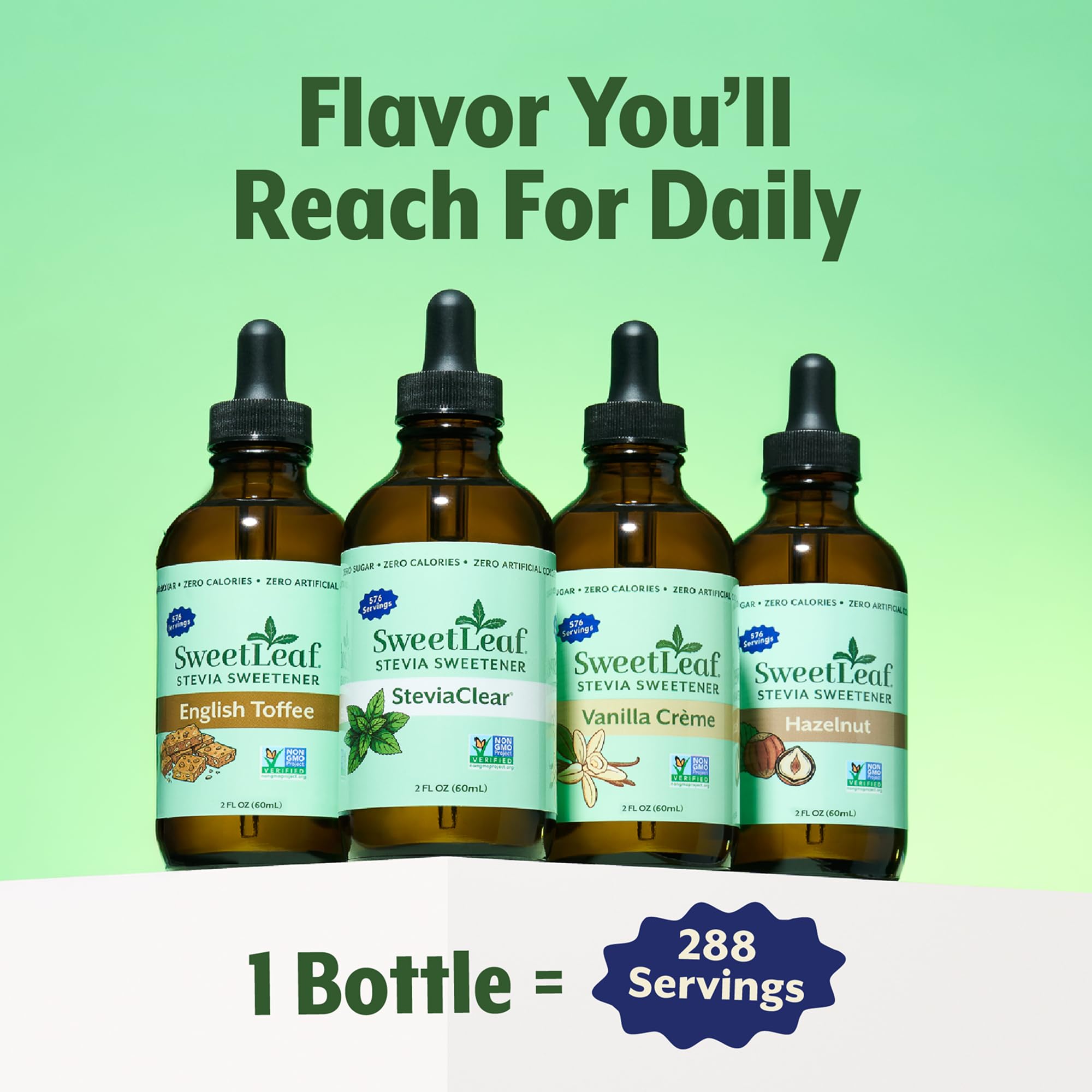SweetLeaf botella junto a ingredientes de repostería sin azúcar