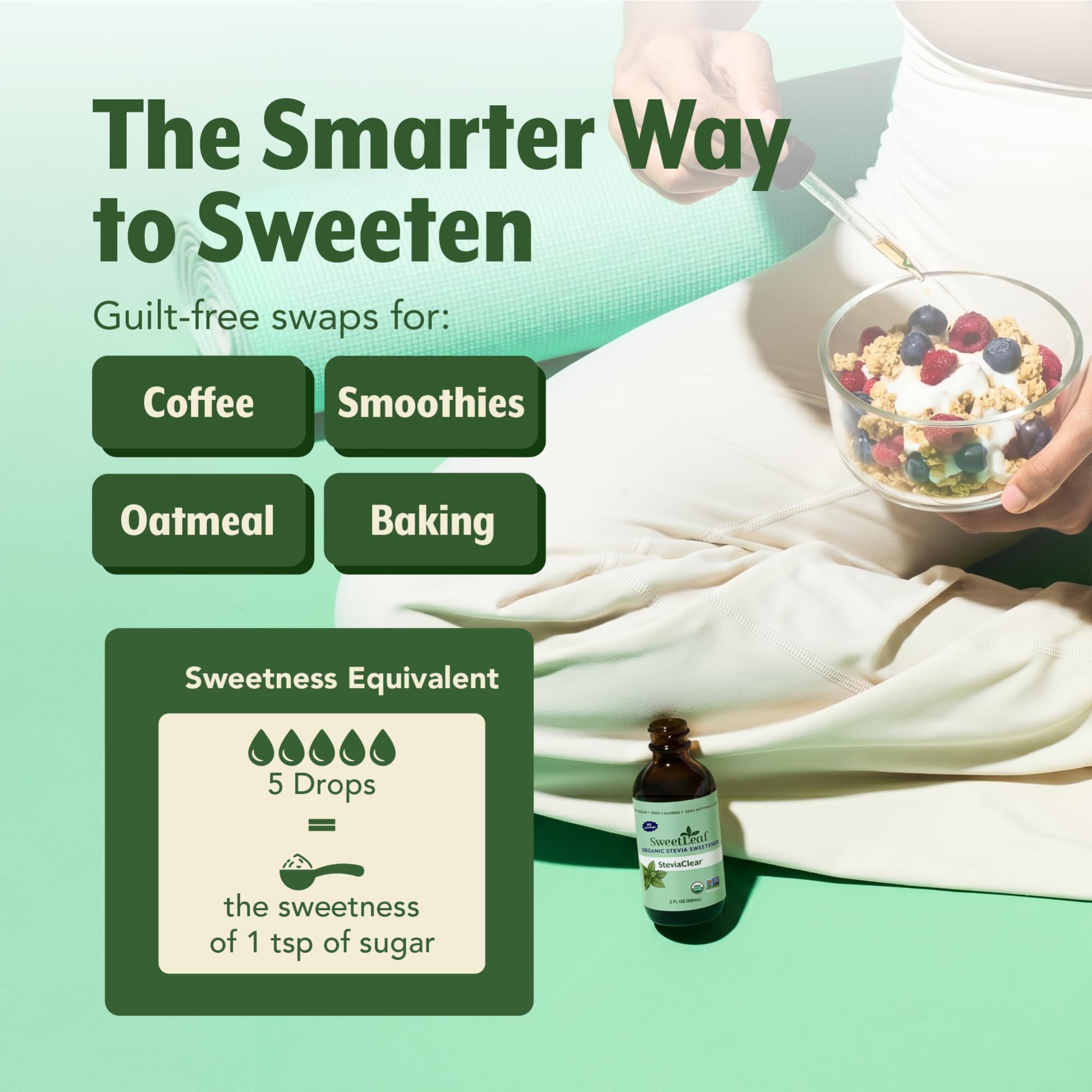 SweetLeaf botella abierta 2 oz lista para llevar y usar en cualquier lugar