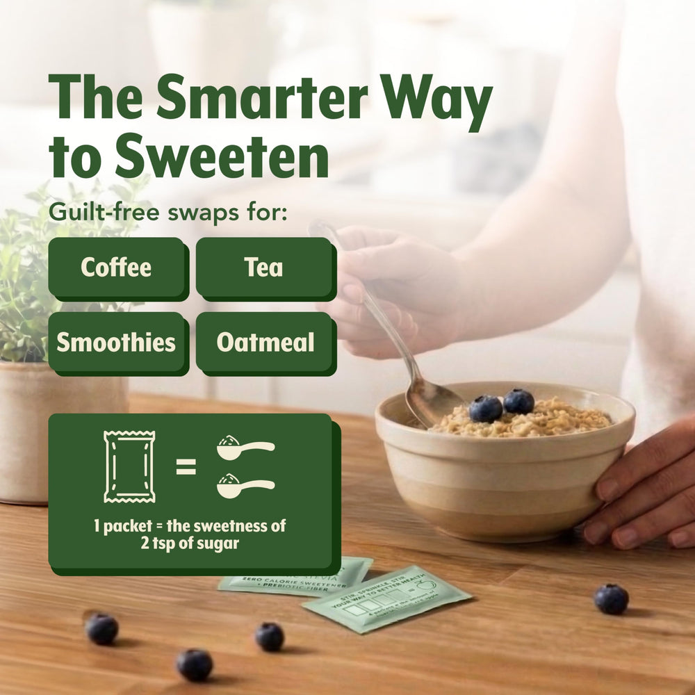 SweetLeaf estación de servicio en restaurante con sobres para clientes