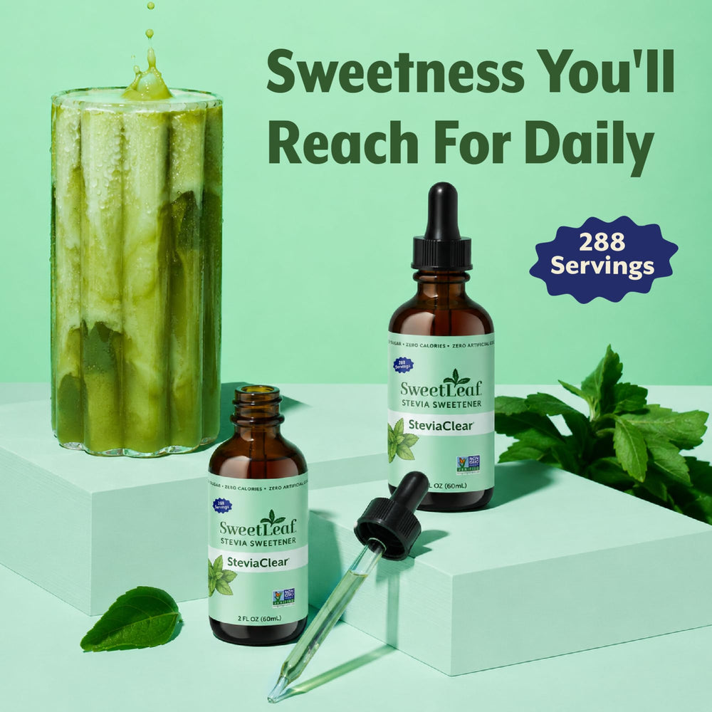 SweetLeaf etiqueta nutricional visible indicando cero calorías