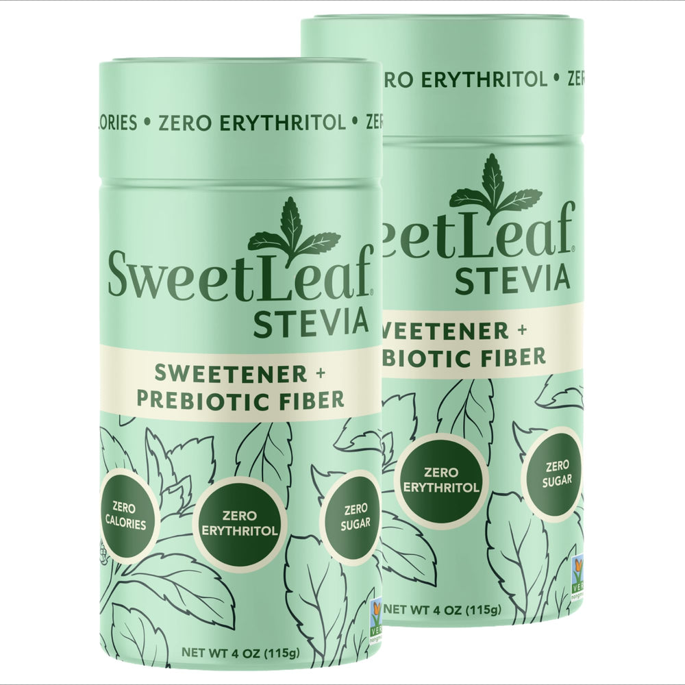 SweetLeaf frasco dosificador frontal mostrando presentacion de pack y facil uso