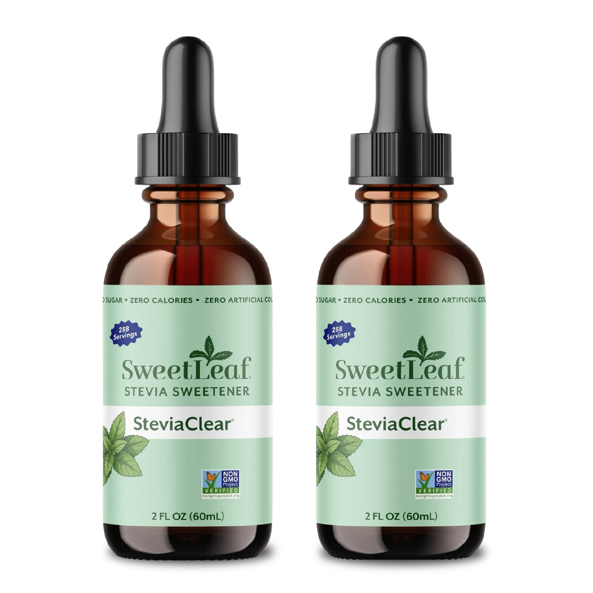 SweetLeaf frente del empaque mostrando el frasco y beneficios de uso