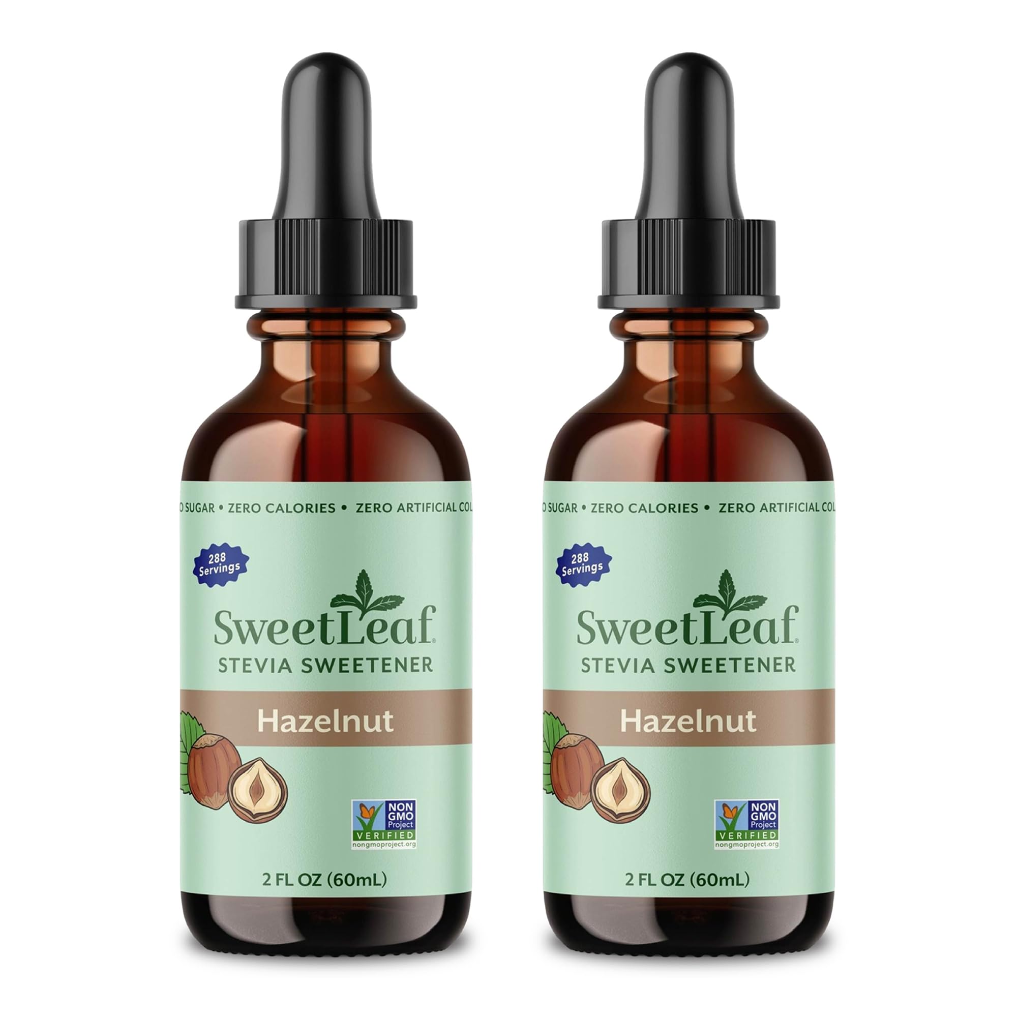SweetLeaf botella frontal pack de 2 mostrando diseño y beneficio práctico