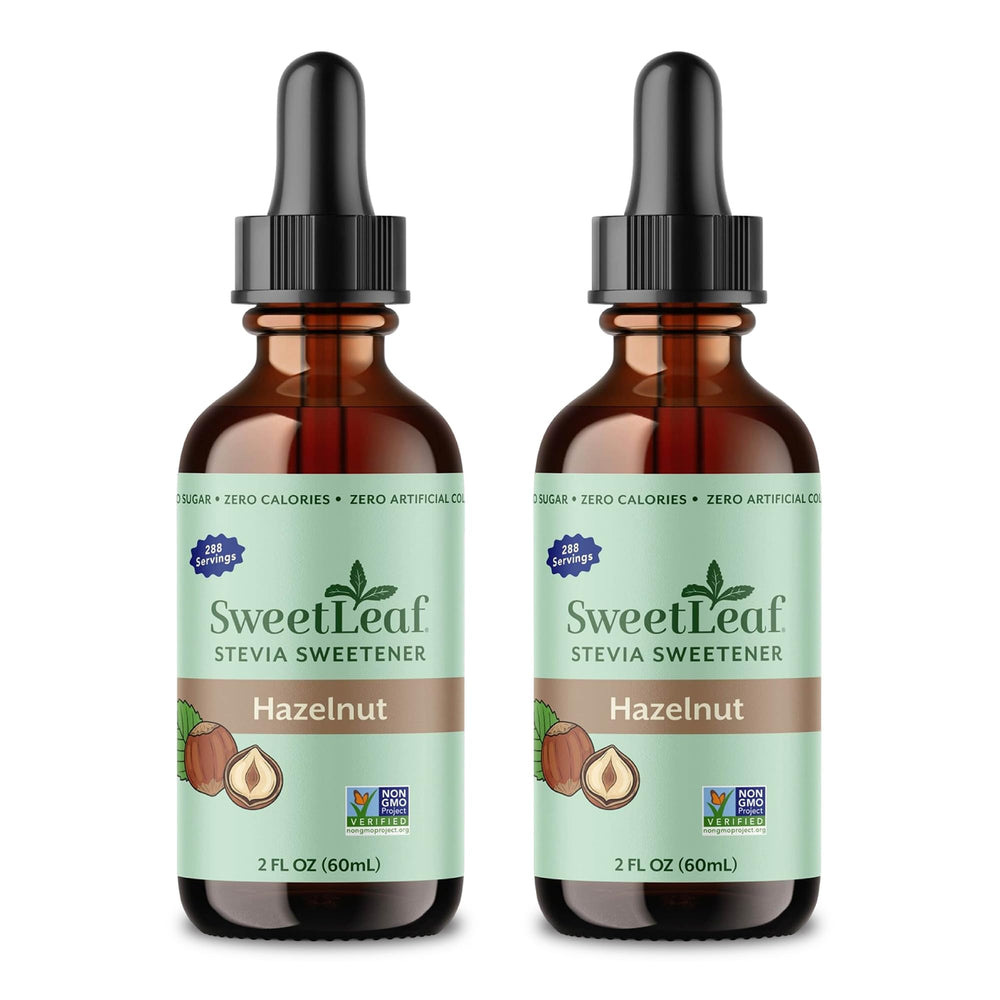 SweetLeaf botella frontal pack de 2 mostrando diseño y beneficio práctico