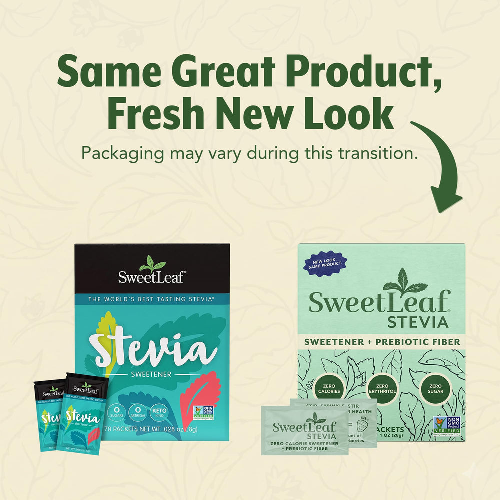 SweetLeaf sobre abierto con polvo visible y textura fina fácil de disolver