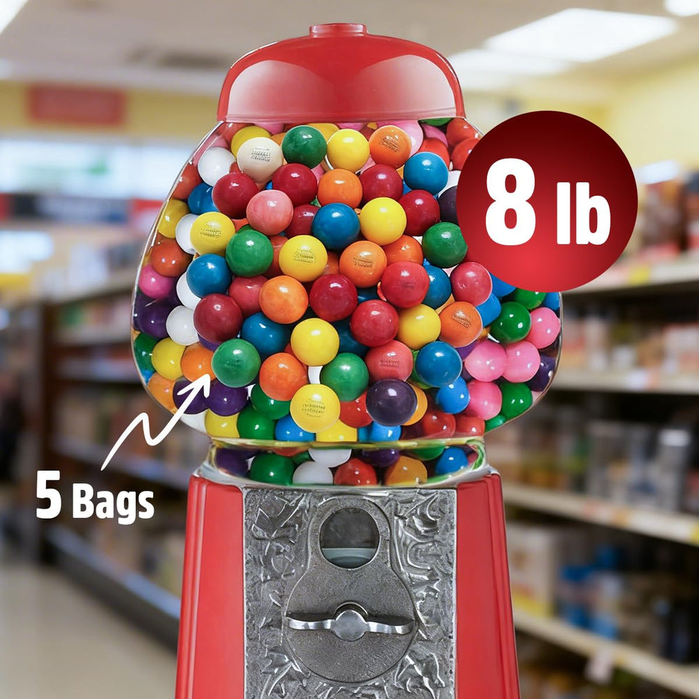 SWEETSIDE CANDY CO. gumball junto a regla mostrando 1 pulgada