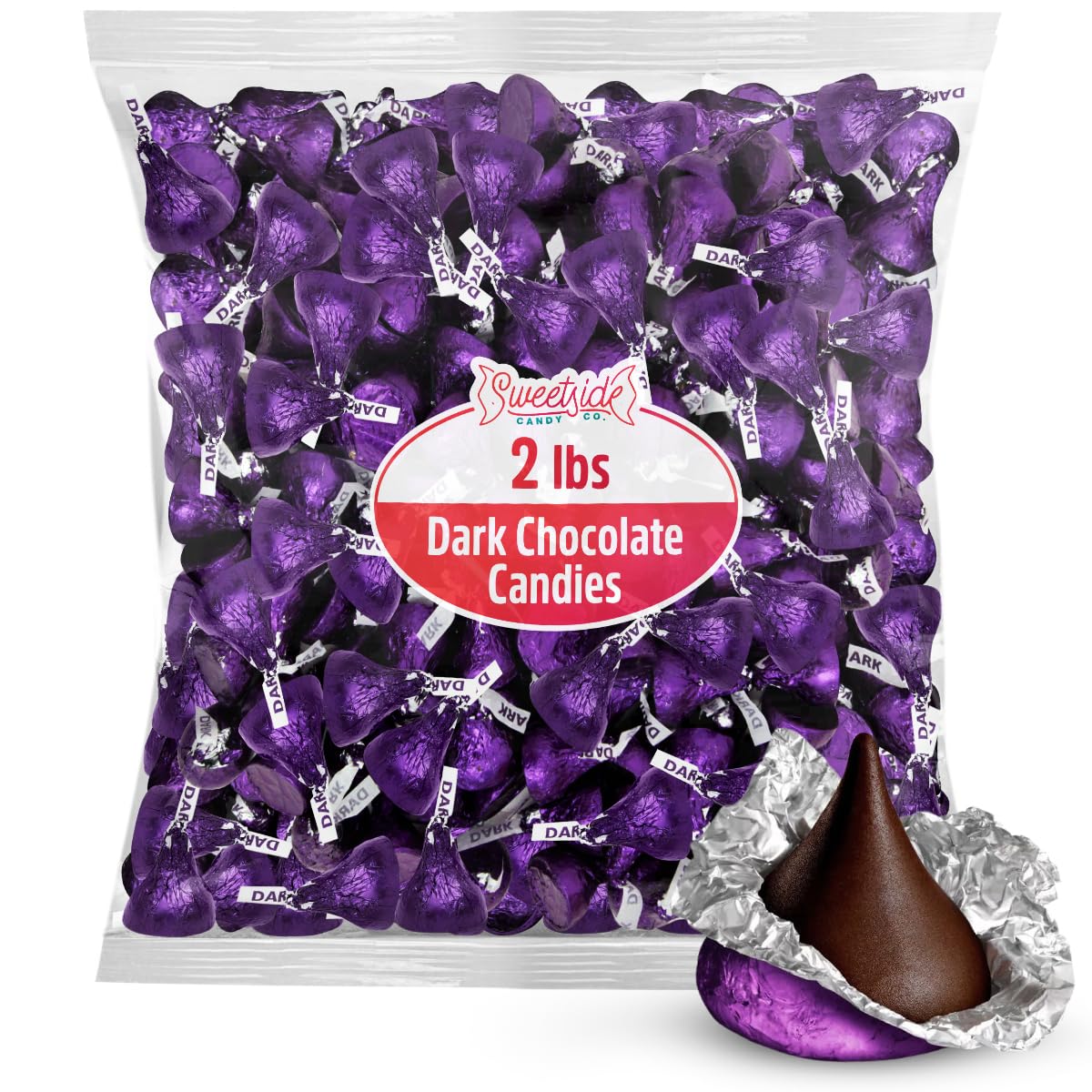 SWEETSIDE CANDY CO. paquete frontal morado con bombones, presentación elegante
