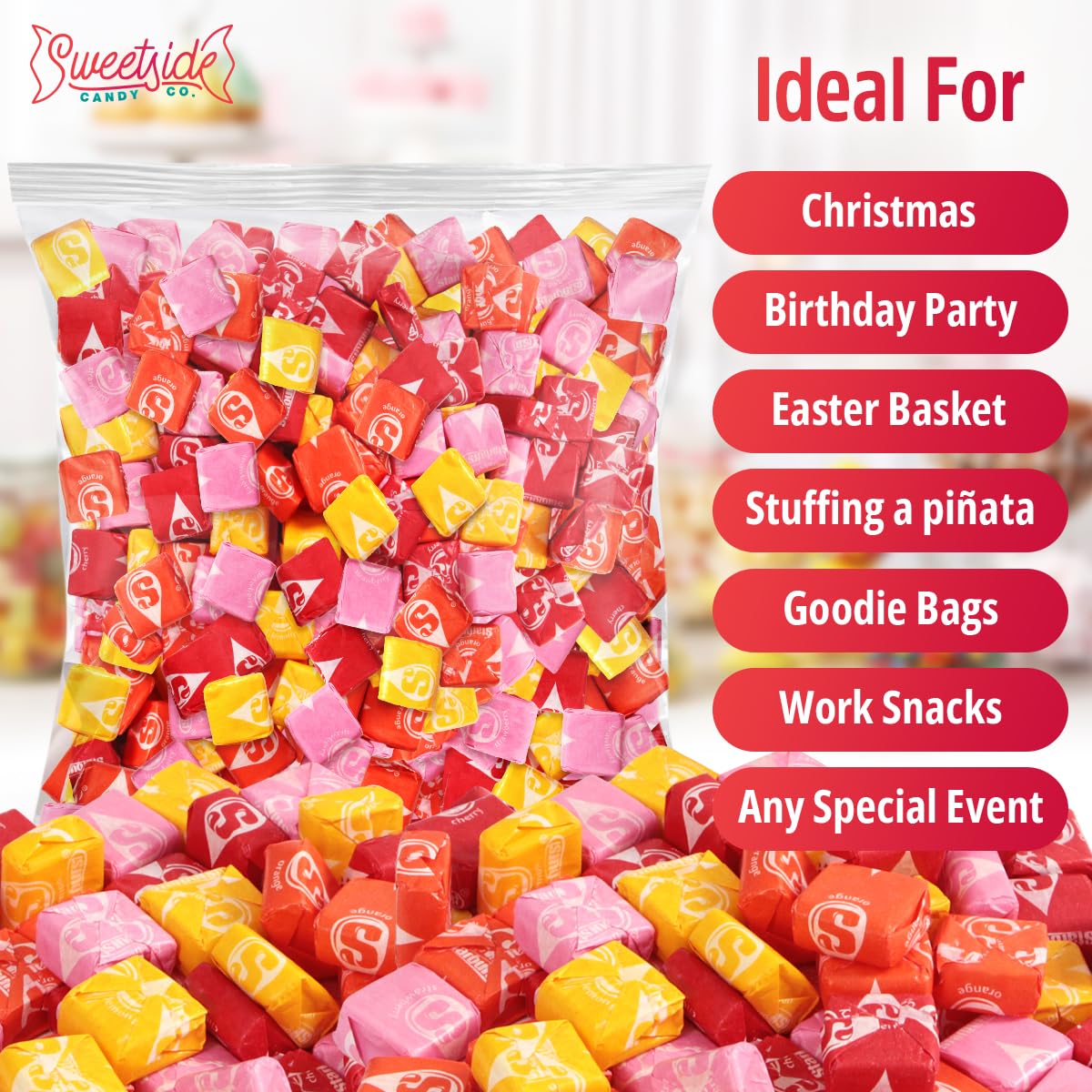 SWEETSIDE CANDY CO. etiqueta del paquete con información de marca visible
