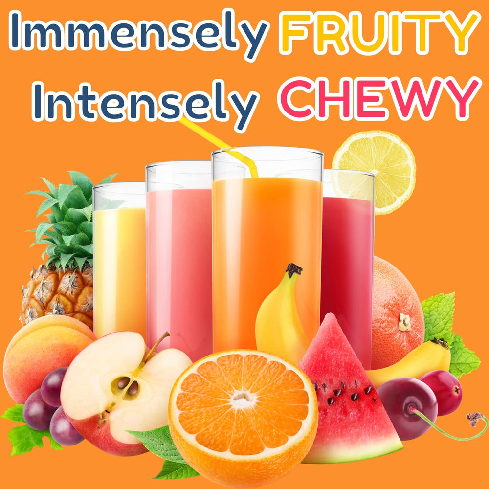Sweetzo Hi-Chew etiqueta con ingredientes y beneficios de fruta real
