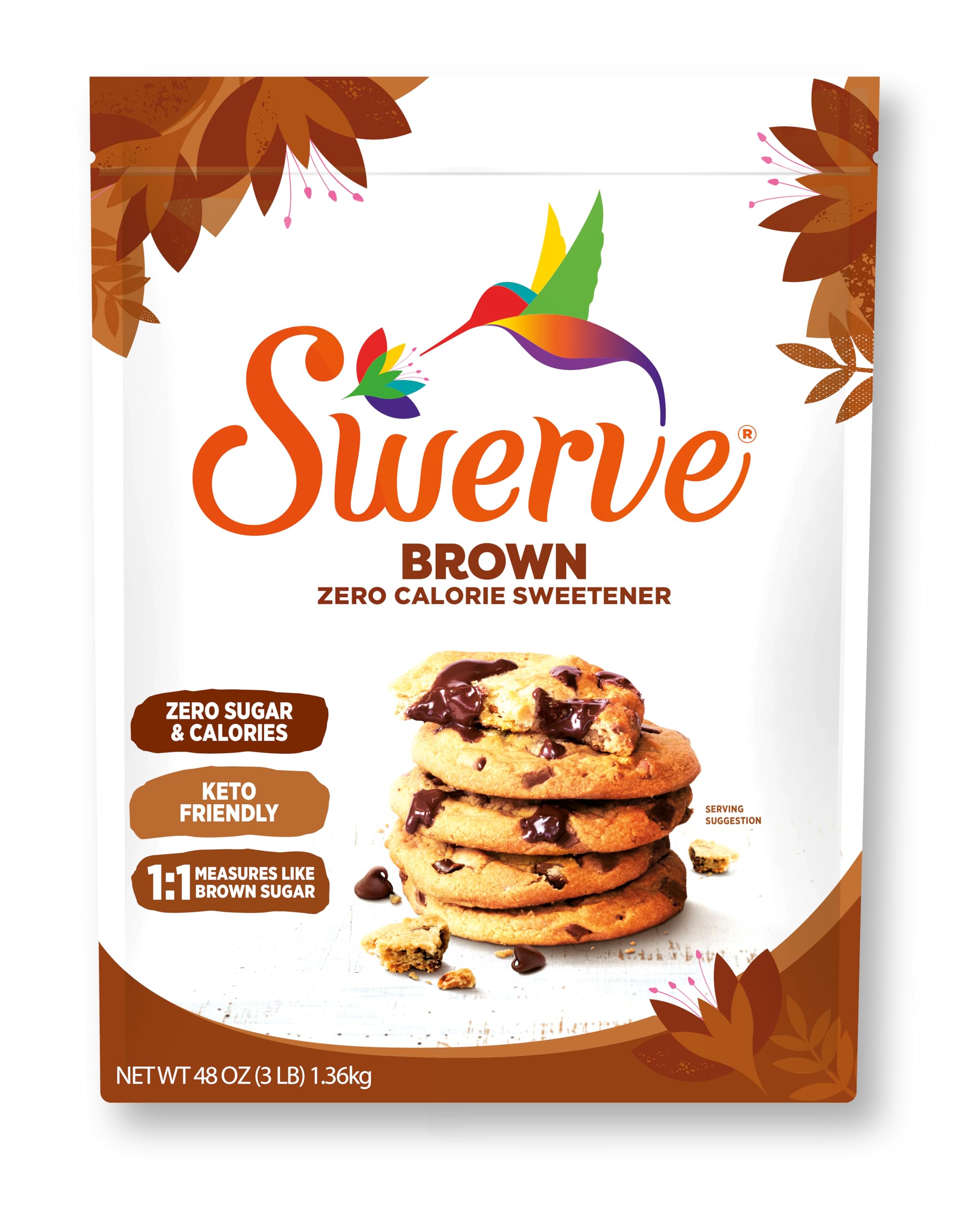 Swerve envase frontal 48 oz mostrando producto y beneficio de gran cantidad