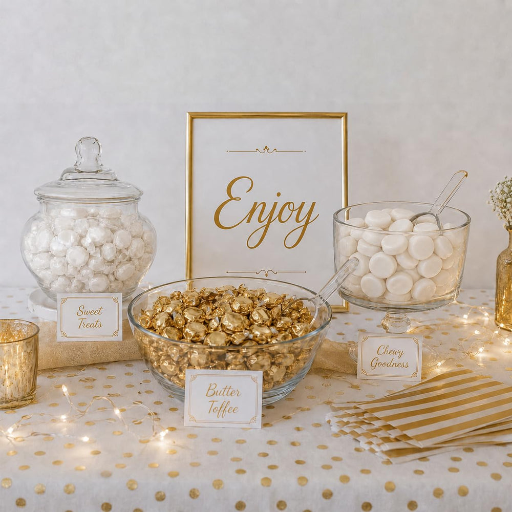 SWIRLEEY cierre y papel dorado protegiendo cada caramelo, elegante