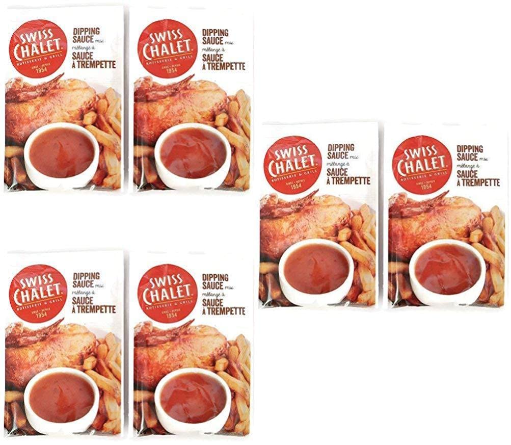Swiss Chalet frente del empaque mostrando pack de 6, facilita almacenamiento