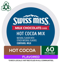 Swiss Miss cápsula en mano lista para insertar en Keurig, preparación rápida