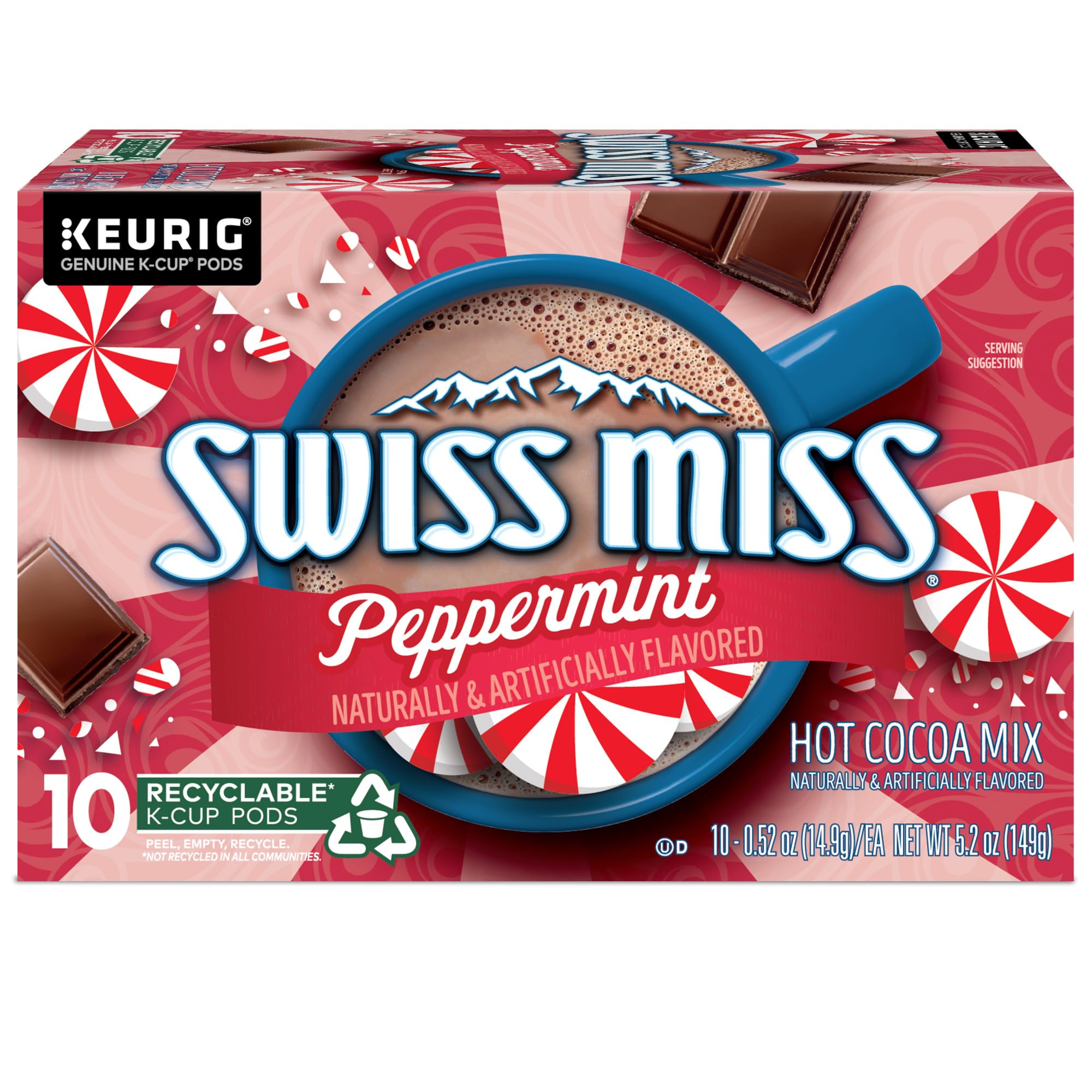 Swiss Miss mano sosteniendo taza humeante que transmite confort y calidez