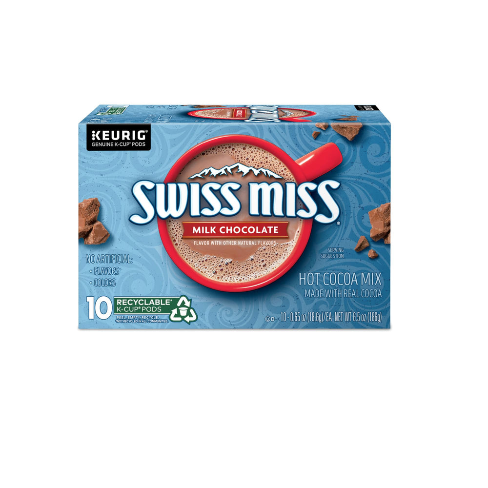 Swiss Miss primer plano de la superficie del chocolate mostrando textura cremosa