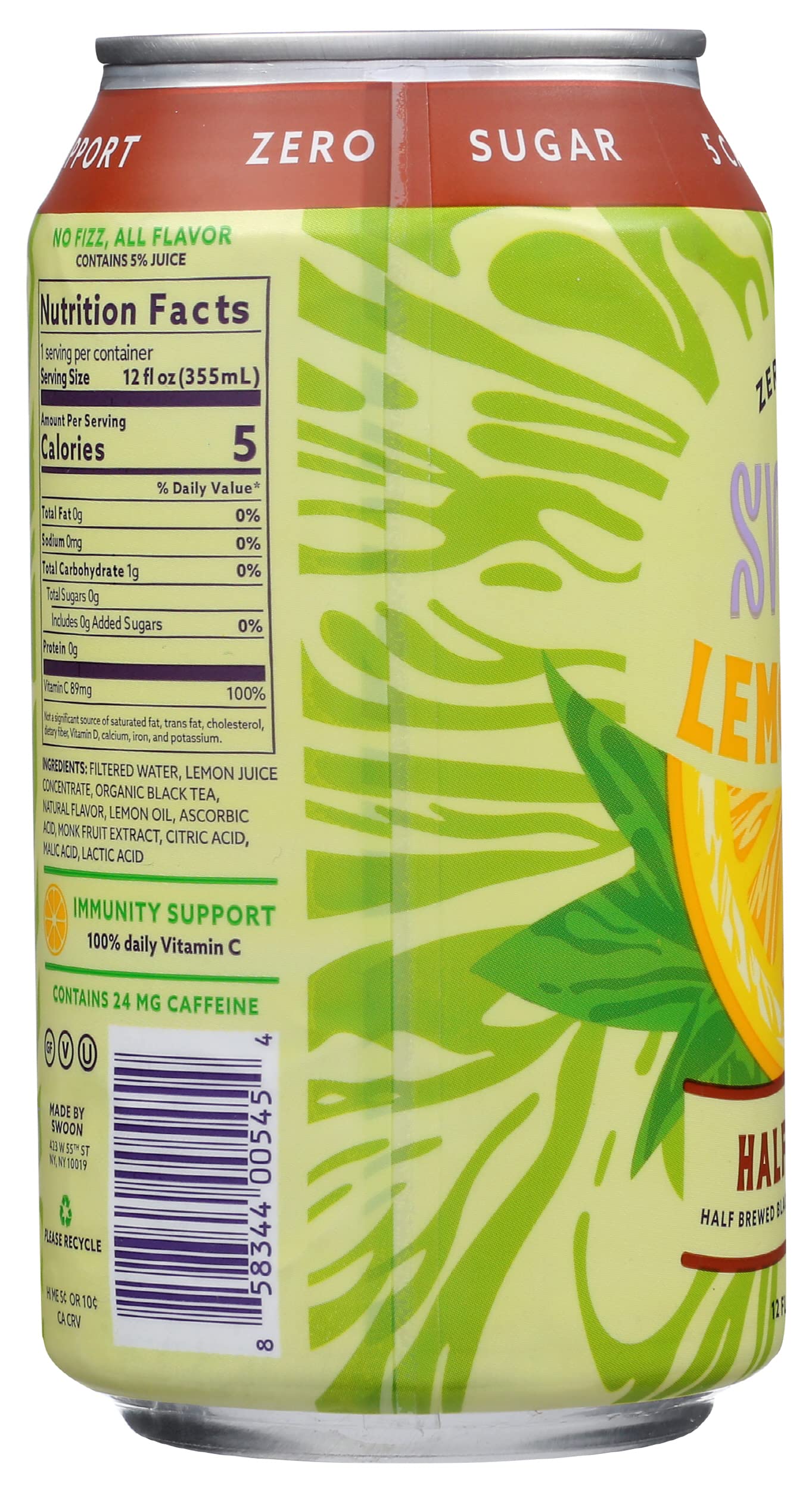 Swoon comparación de tamaño con mano, lata de 12 fl oz para referencia