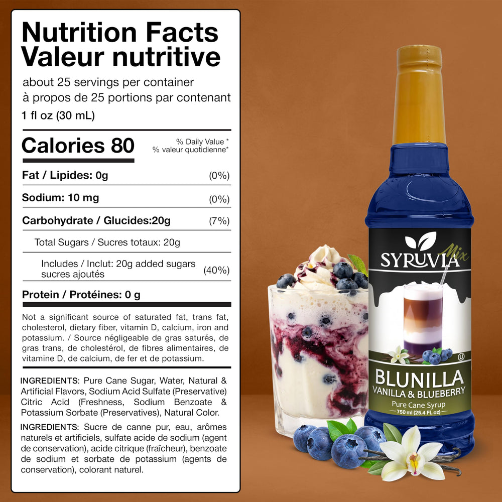 Syruvia BLUNILLA vertiéndose en un latte para sabor afrutado