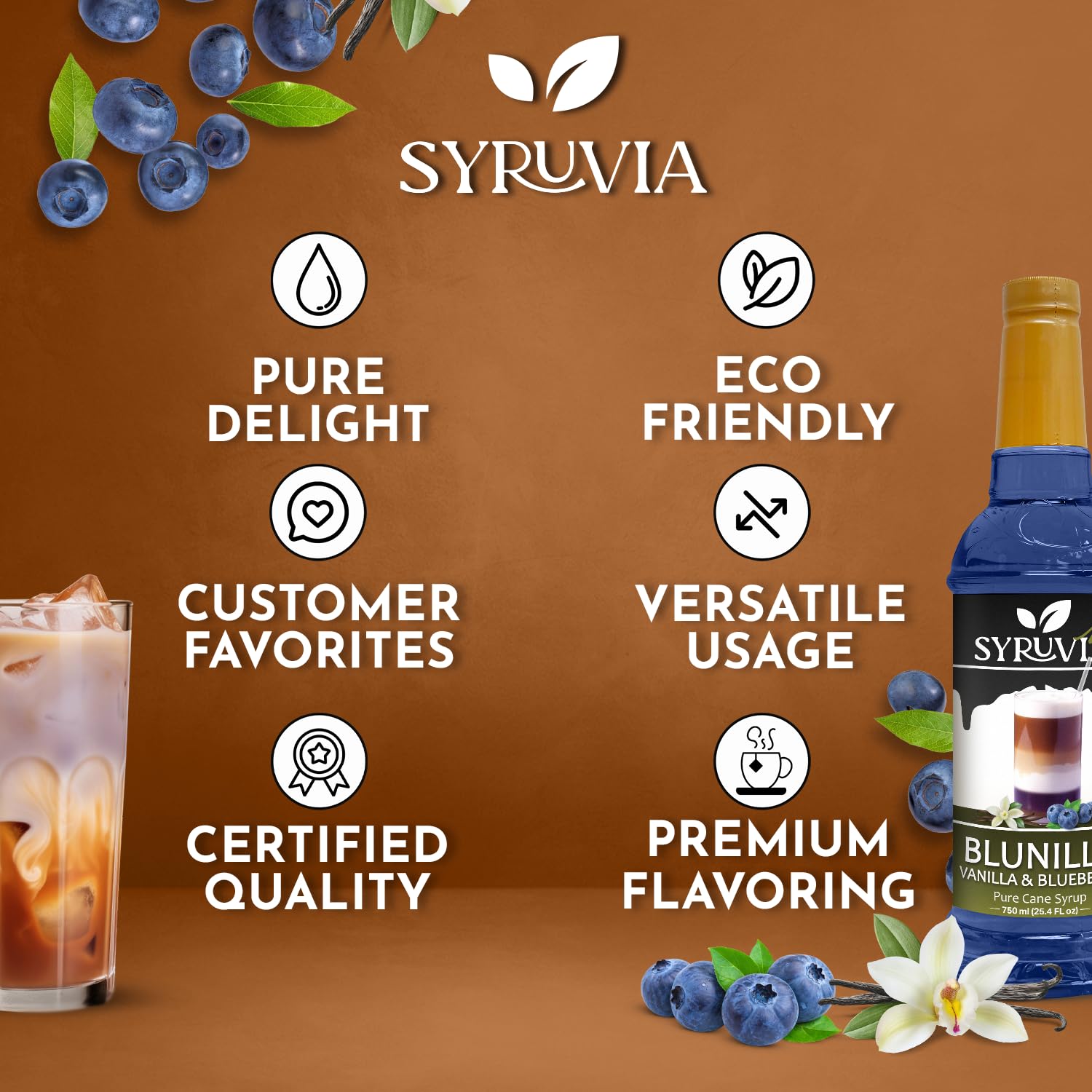 Syruvia BLUNILLA etiqueta clara con ingredientes y certificación kosher