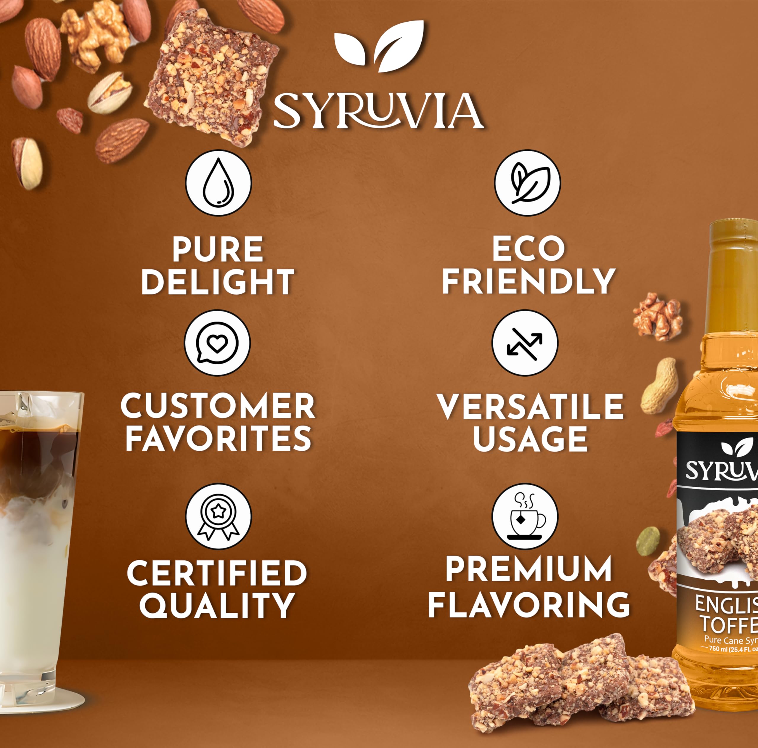 SYRUVIA comparación de tamaño 25.4 fl oz mostrando capacidad y valor