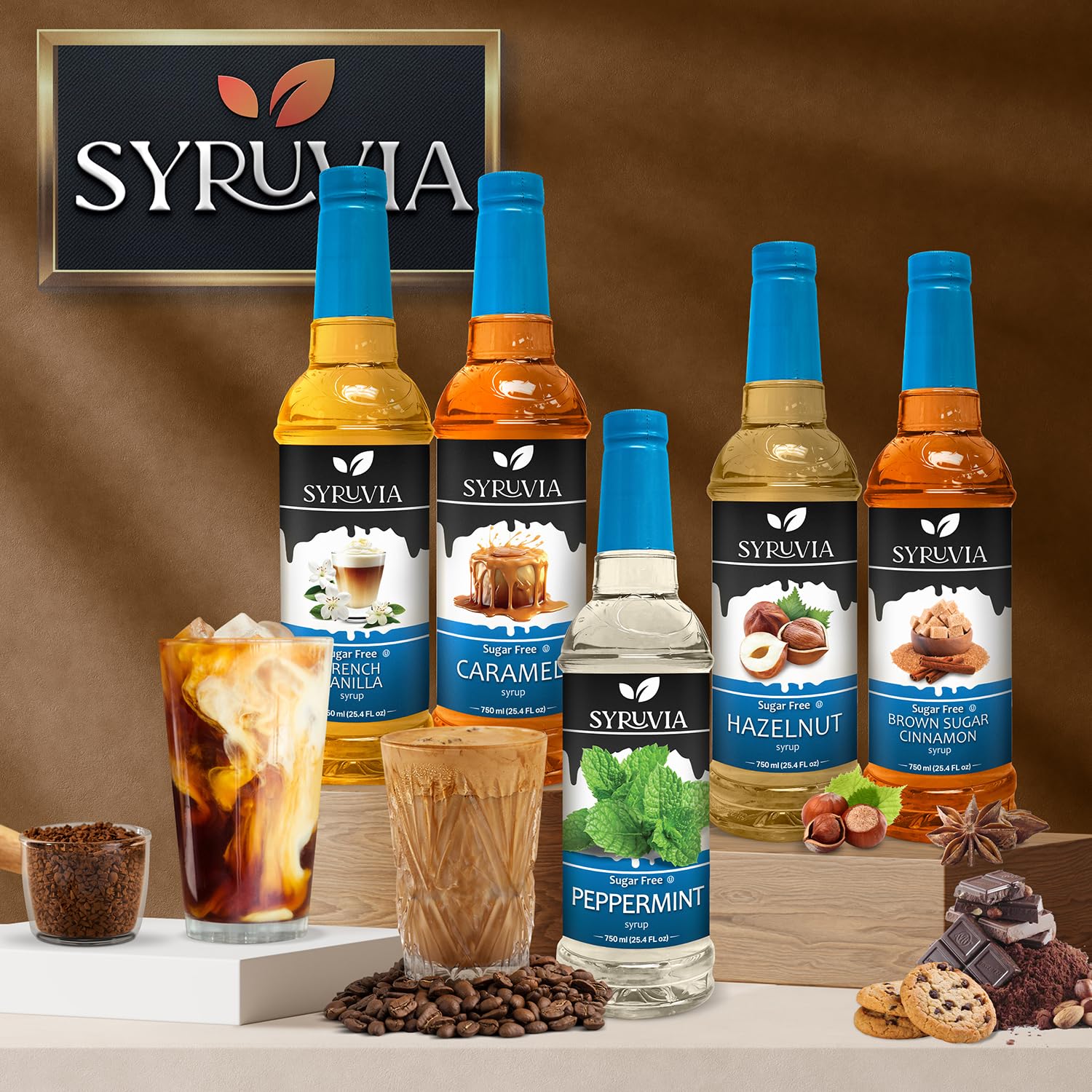 SYRUVIA jarabe usado para decorar postre en cocina, aporta dulce sin calorías