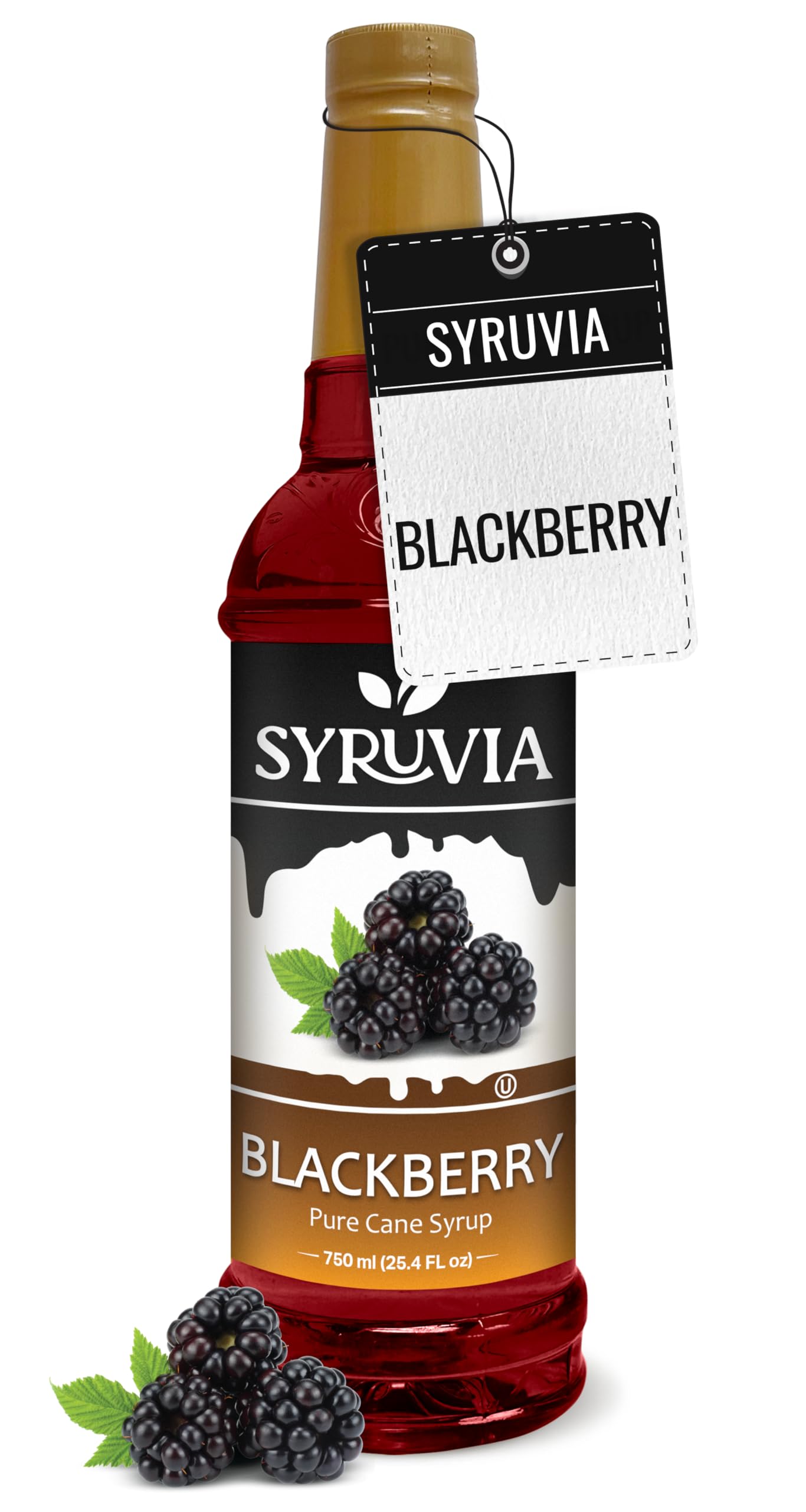 Syruvia jarabe de mora vista frontal con etiqueta clara y color atractivo