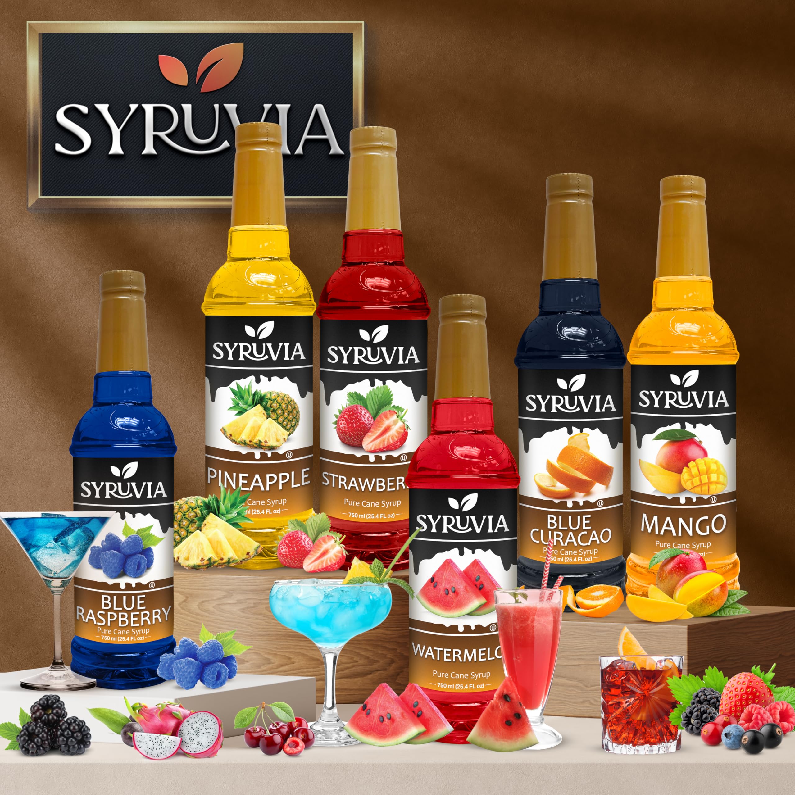 Syruvia jarabe usado como topping en postre resaltando presentación