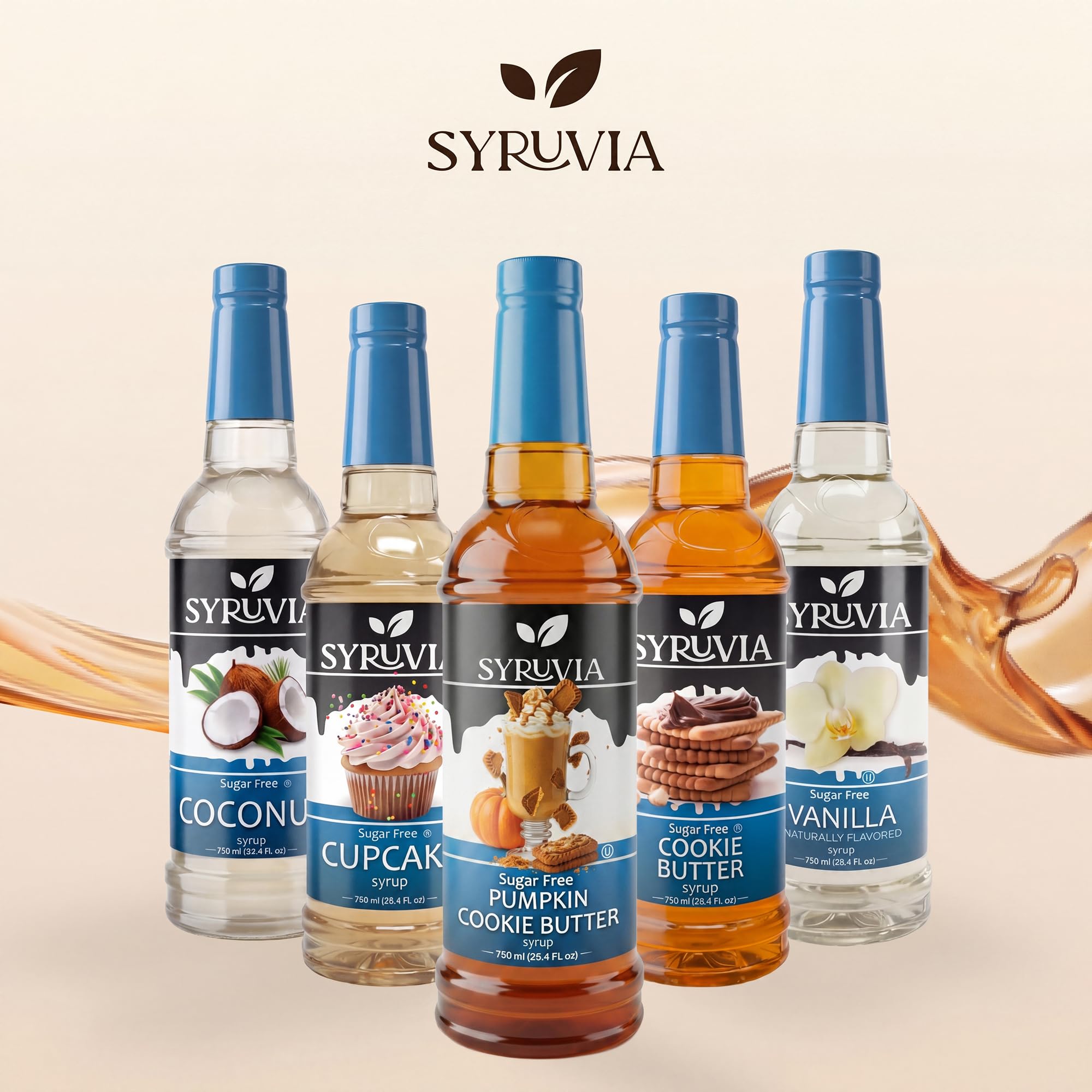 SYRUVIA botella junto a una mano para comparar tamaño y capacidad práctica