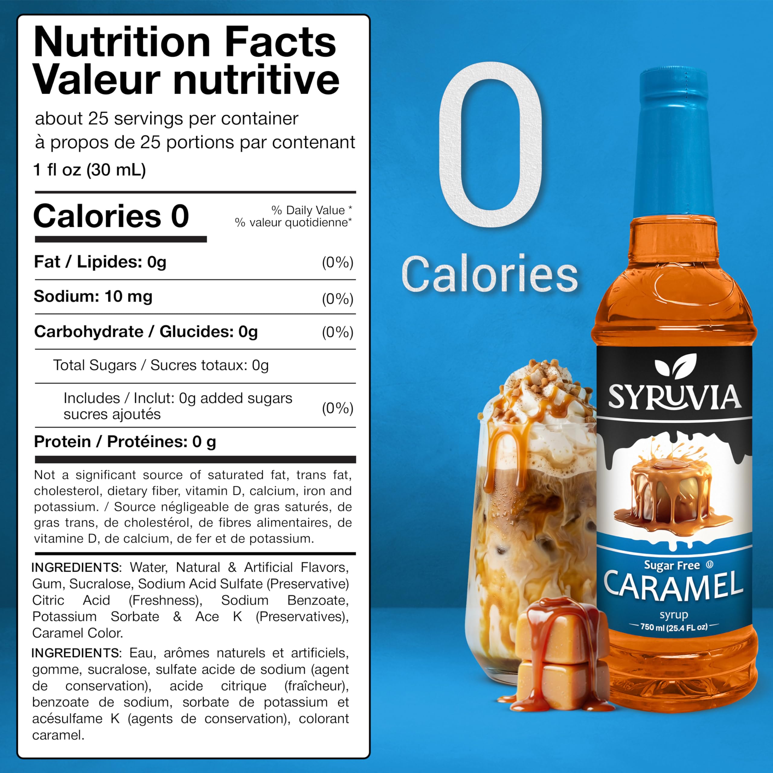 SYRUVIA textura del jarabe de caramelo en cuchara, sabor intenso y cremoso
