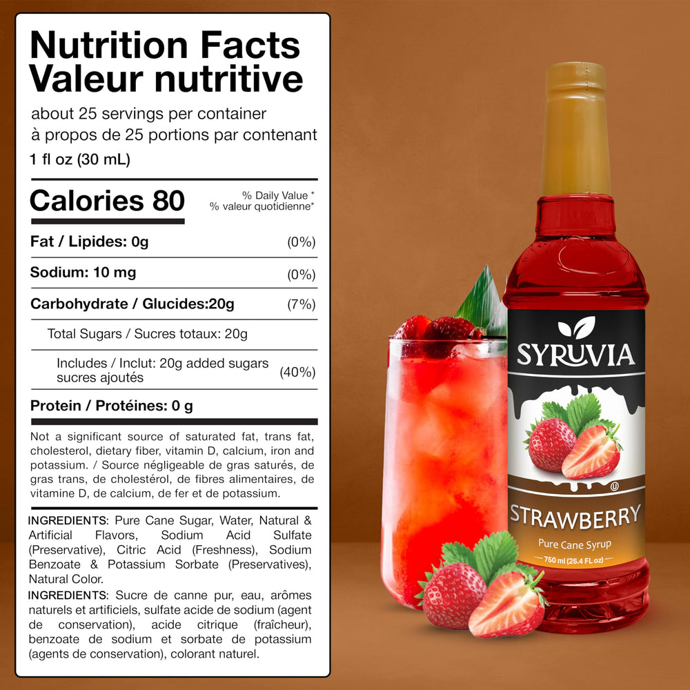 SYRUVIA textura del jarabe de fresa en cuchara mostrando consistencia sedosa