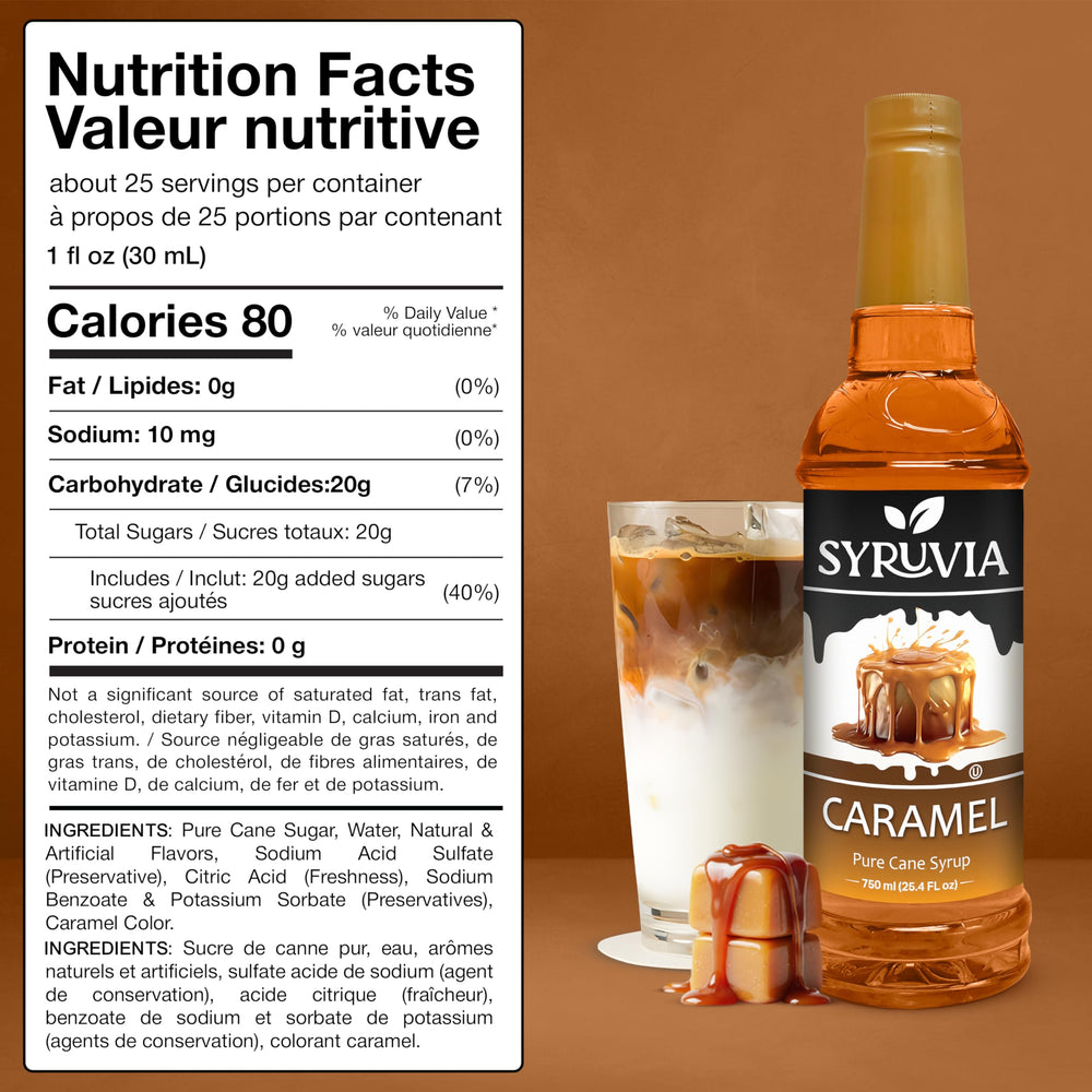 SYRUVIA textura del jarabe de caramelo en cuchara, claridad y consistencia cremosa