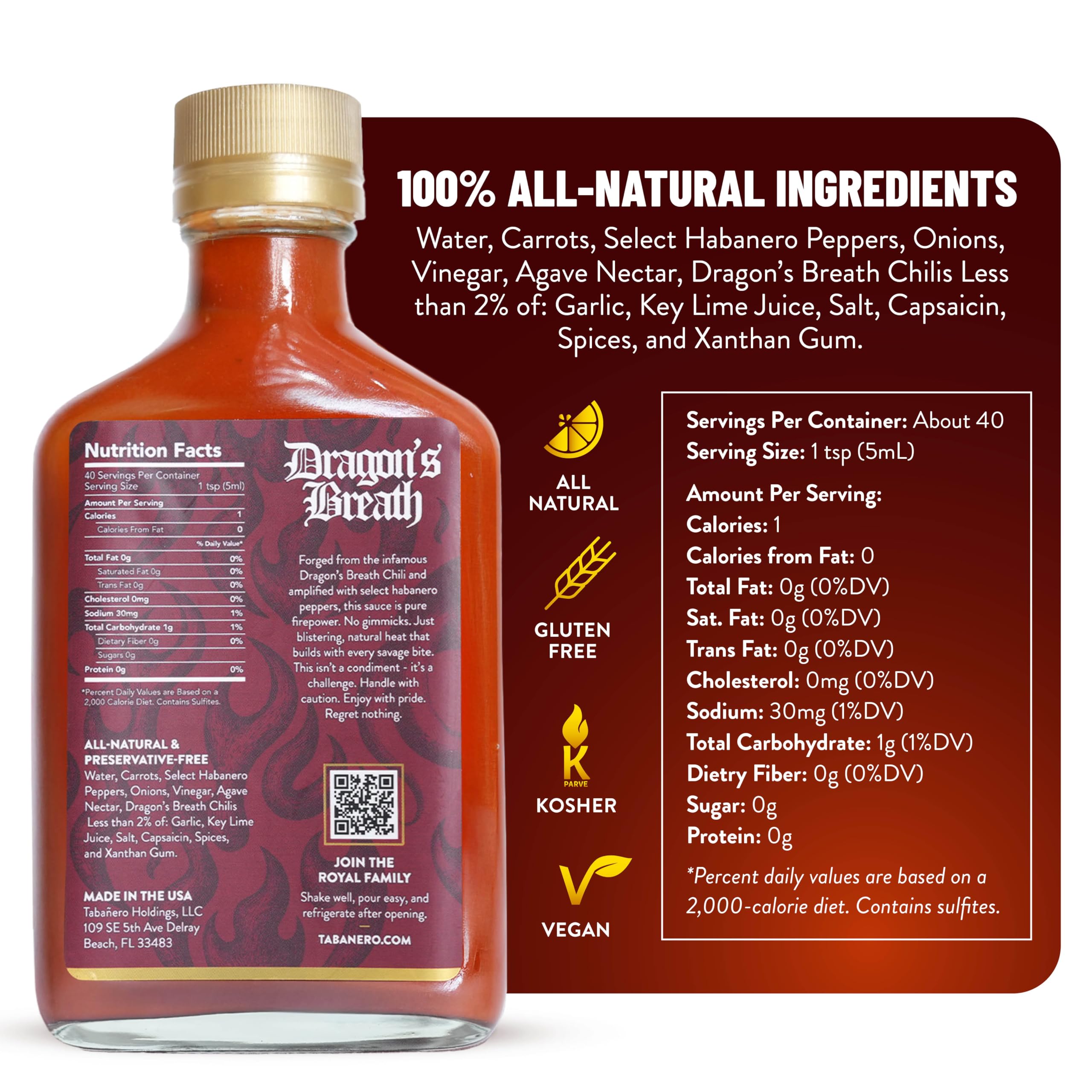 Tabanero primer plano de etiqueta legible que resalta origen y ingredientes naturales