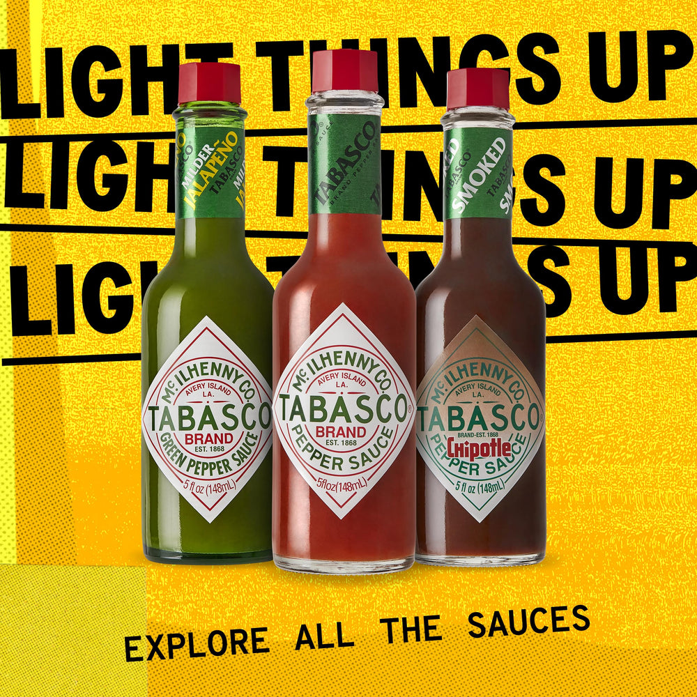 TABASCO etiqueta con ingredientes y certificaciones Non‑GMO, Kosher, Halal