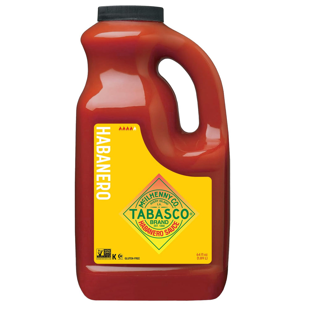 TABASCO botella 64 oz al frente mostrando el diseño y el tamaño del envase