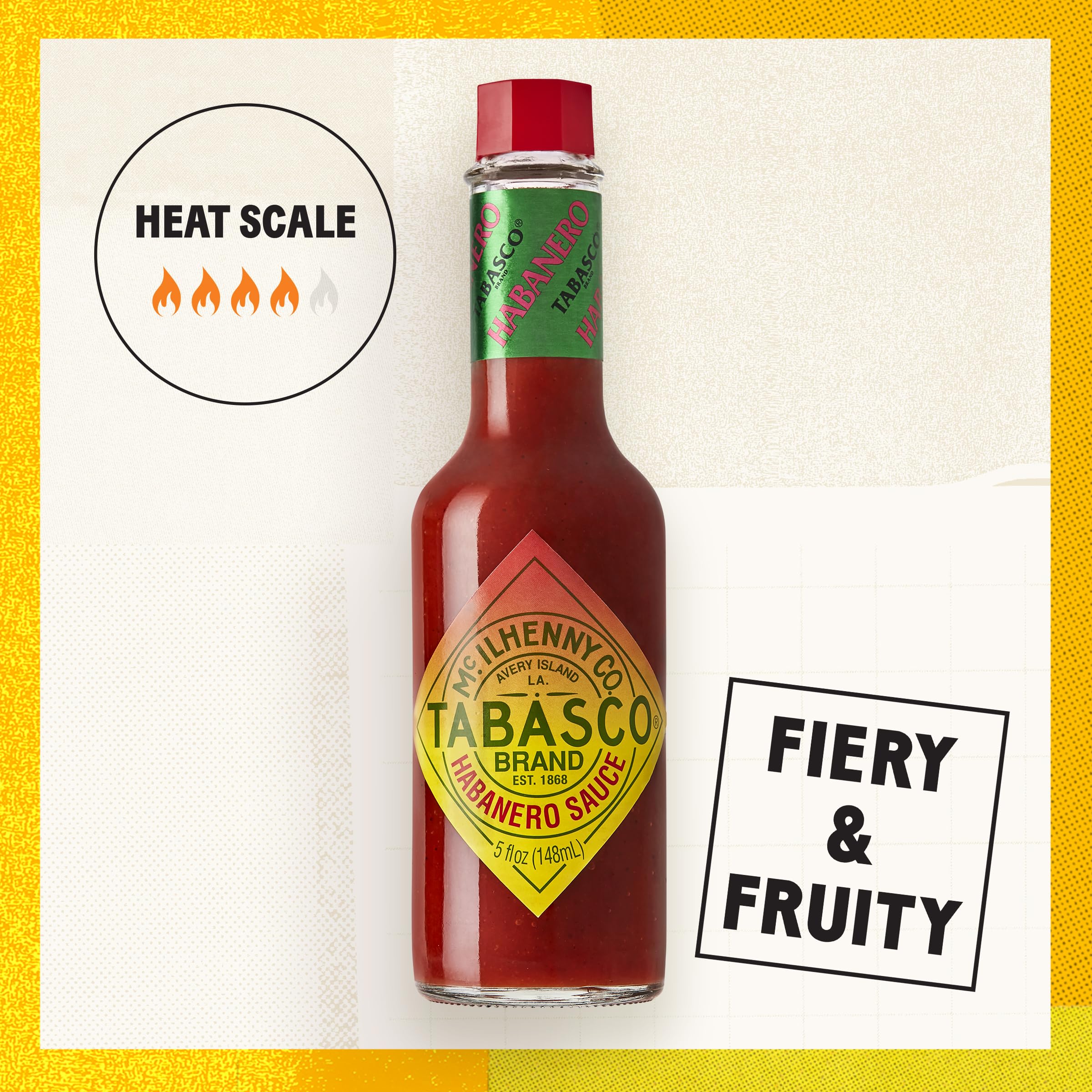 TABASCO tapa y pico dosificador listos para servir con control de cantidad