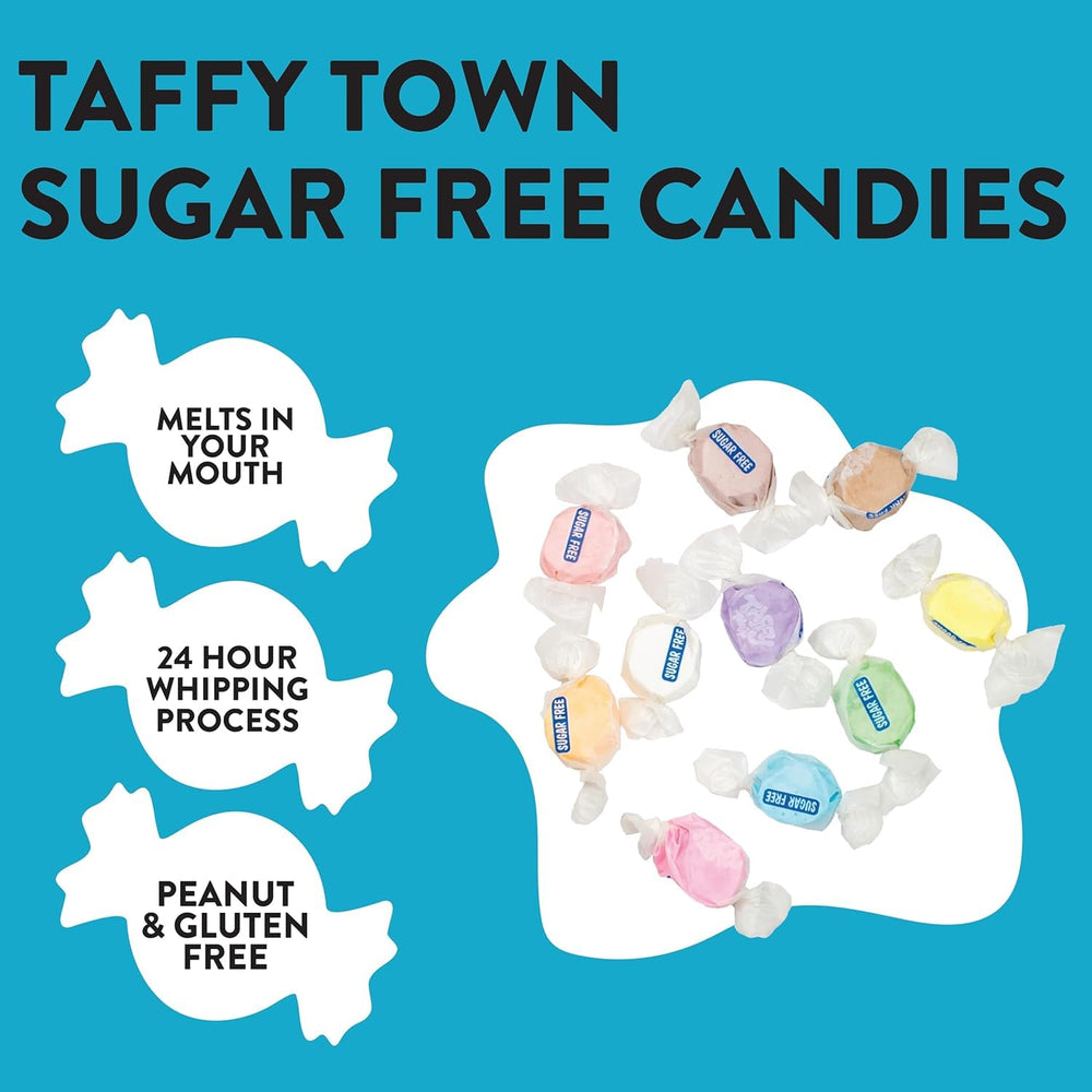 Taffy Town pieza en mano para comparar tamaño y porcionado práctico