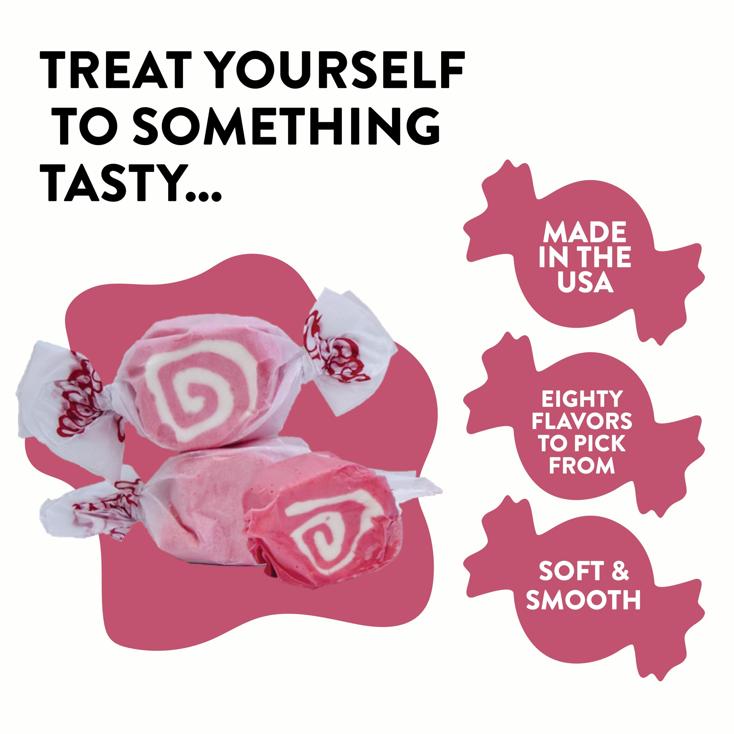 Taffy Town pieza envuelta en mano lista para consumir, higiene y portabilidad