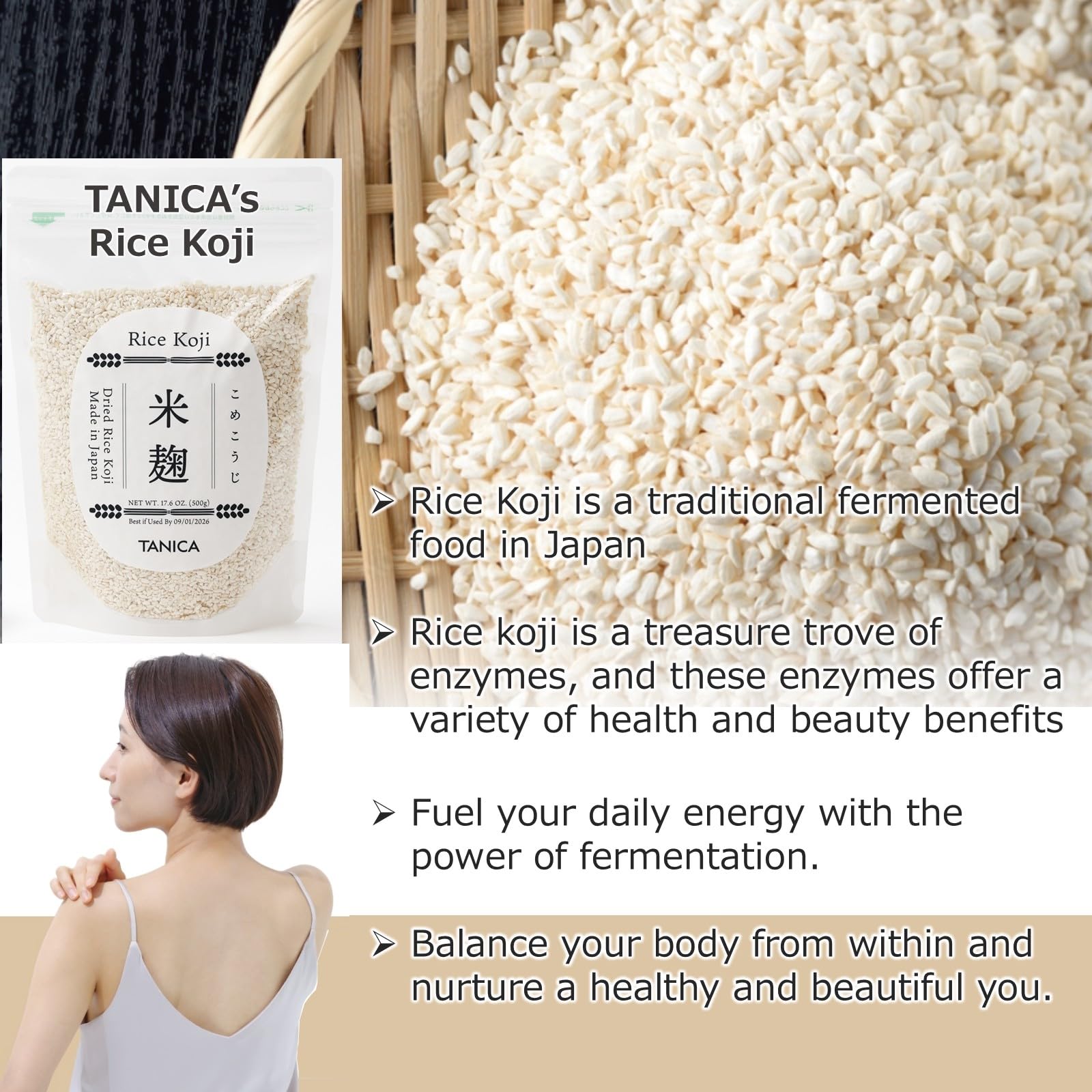 TANICA mano junto al paquete para comparar escala y cantidad usable