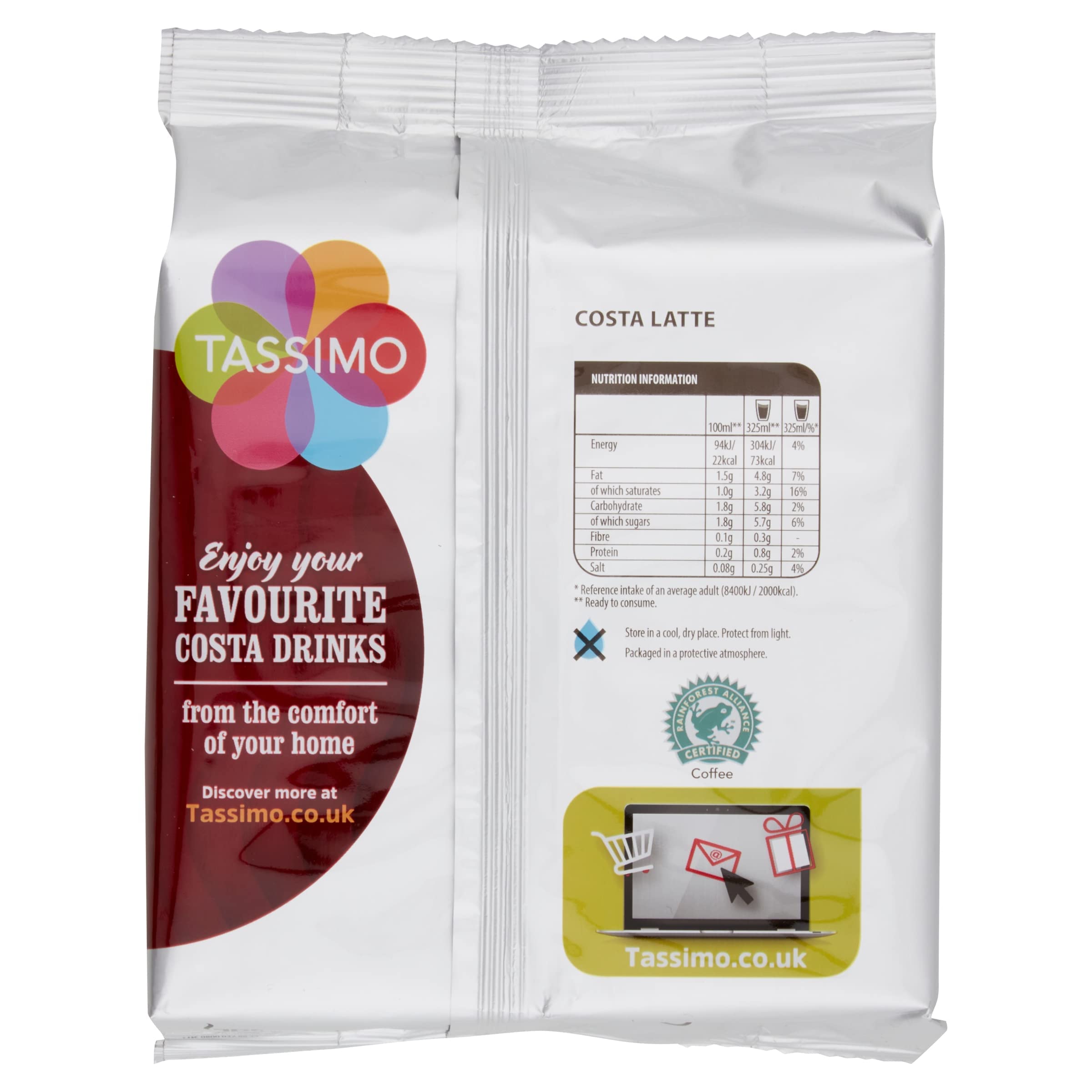 Tassimo cápsulas Costa Latte detalle de discos dobles listo para usar