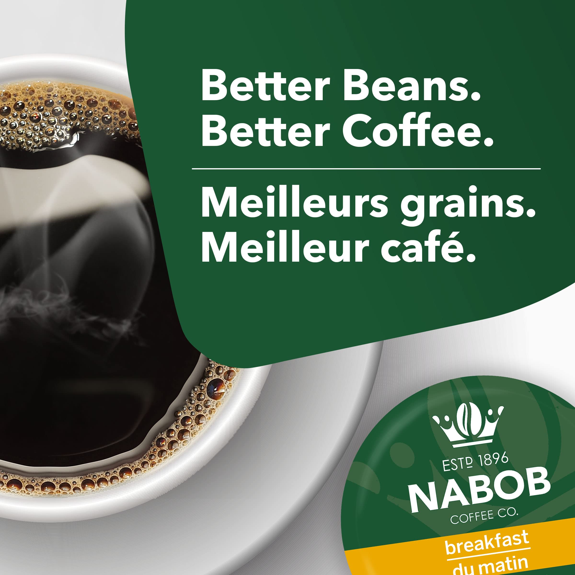 Tassimo Nabob escena de desayuno con paquete y tazas, ideal para hogar