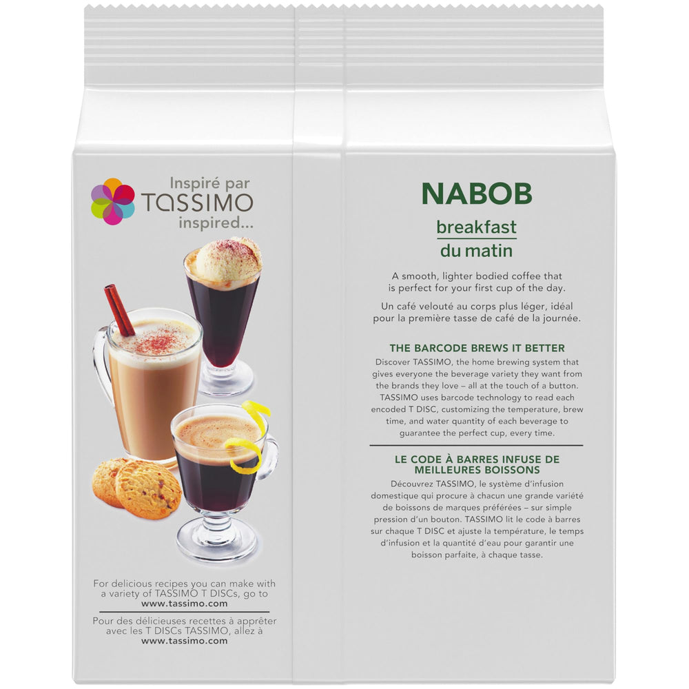Tassimo Nabob primer plano de ingredientes en la etiqueta y origen del café