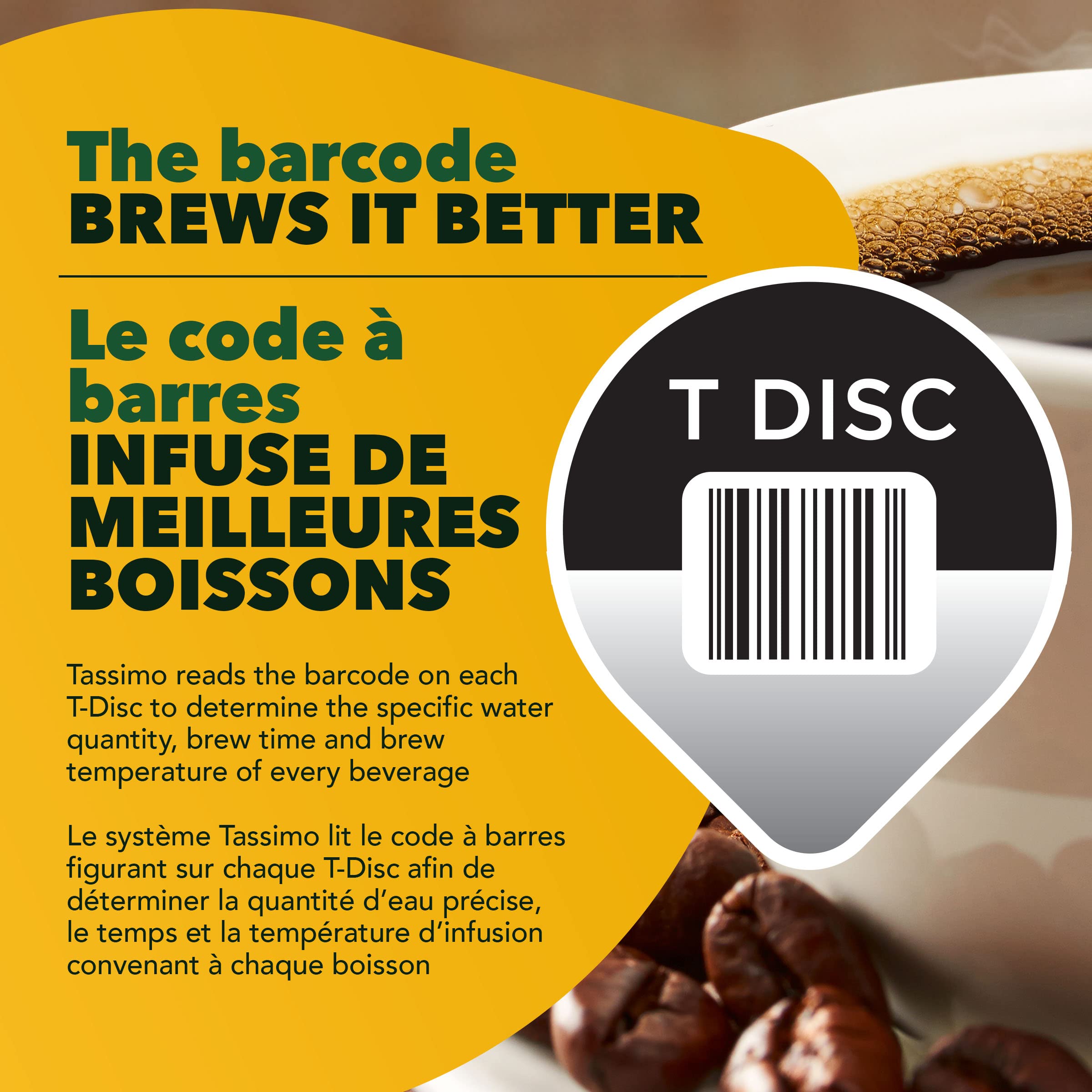 Tassimo Nabob taza servida con cafe Breakfast Blend mostrando color y cuerpo
