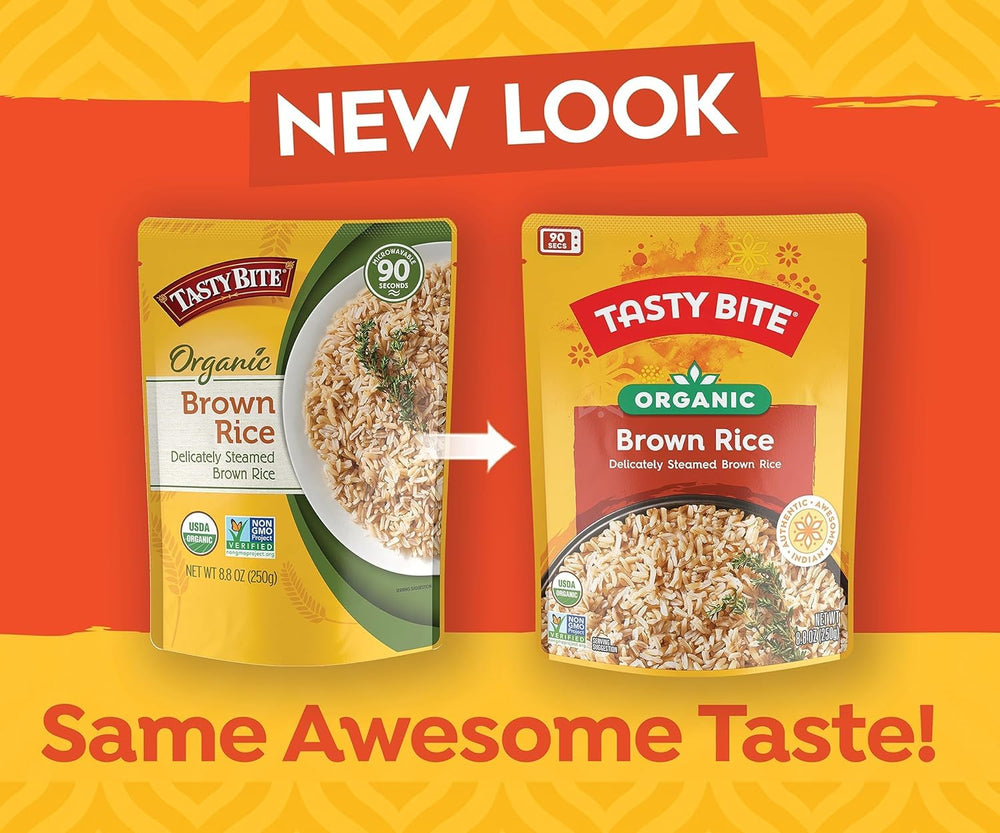 TASTY BITE comparación de tamaño del pouch para control de porciones