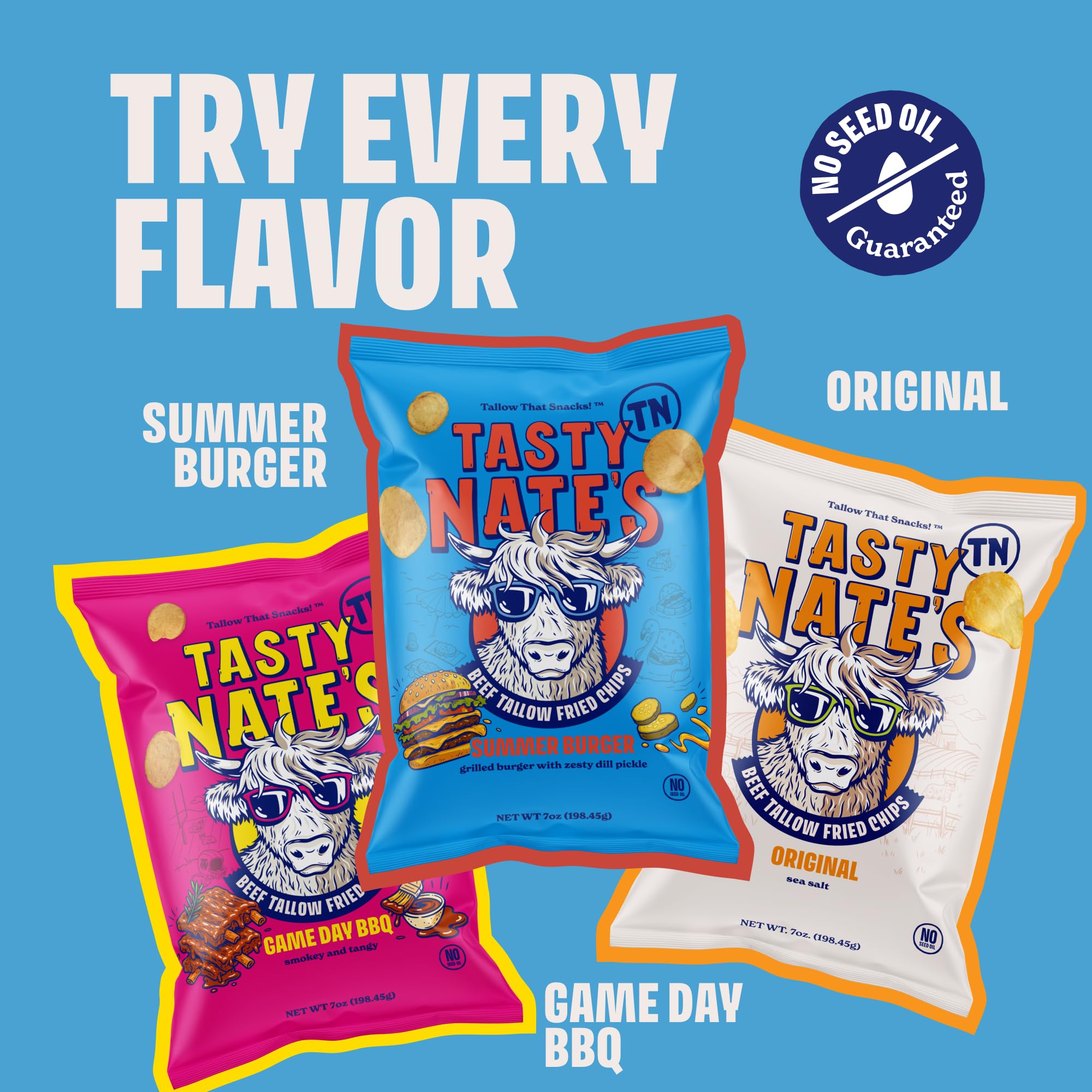TASTY NATES chips en recipiente hermético mostrando conservación y frescura