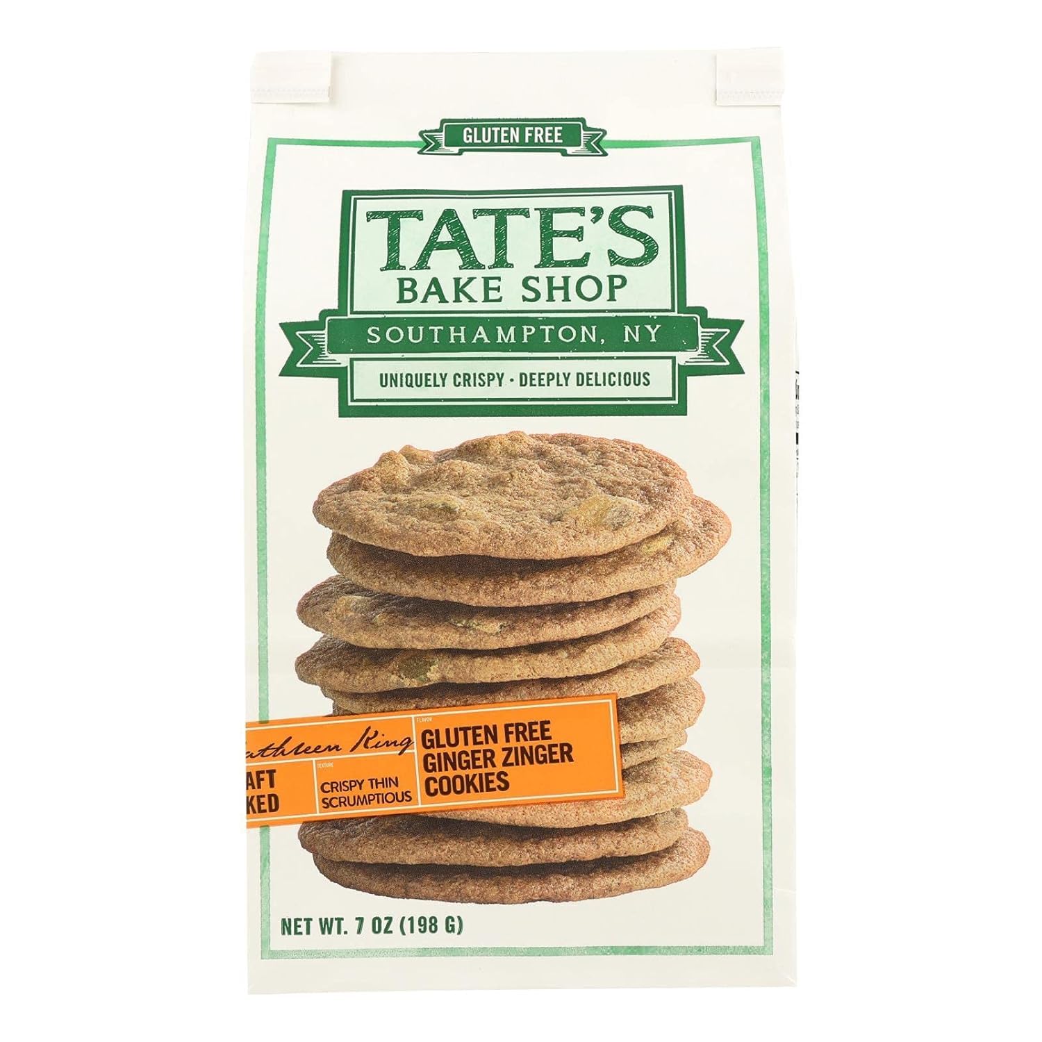 TAOindustry Tate's Bake Shop etiqueta sin gluten clara, seguridad informativa
