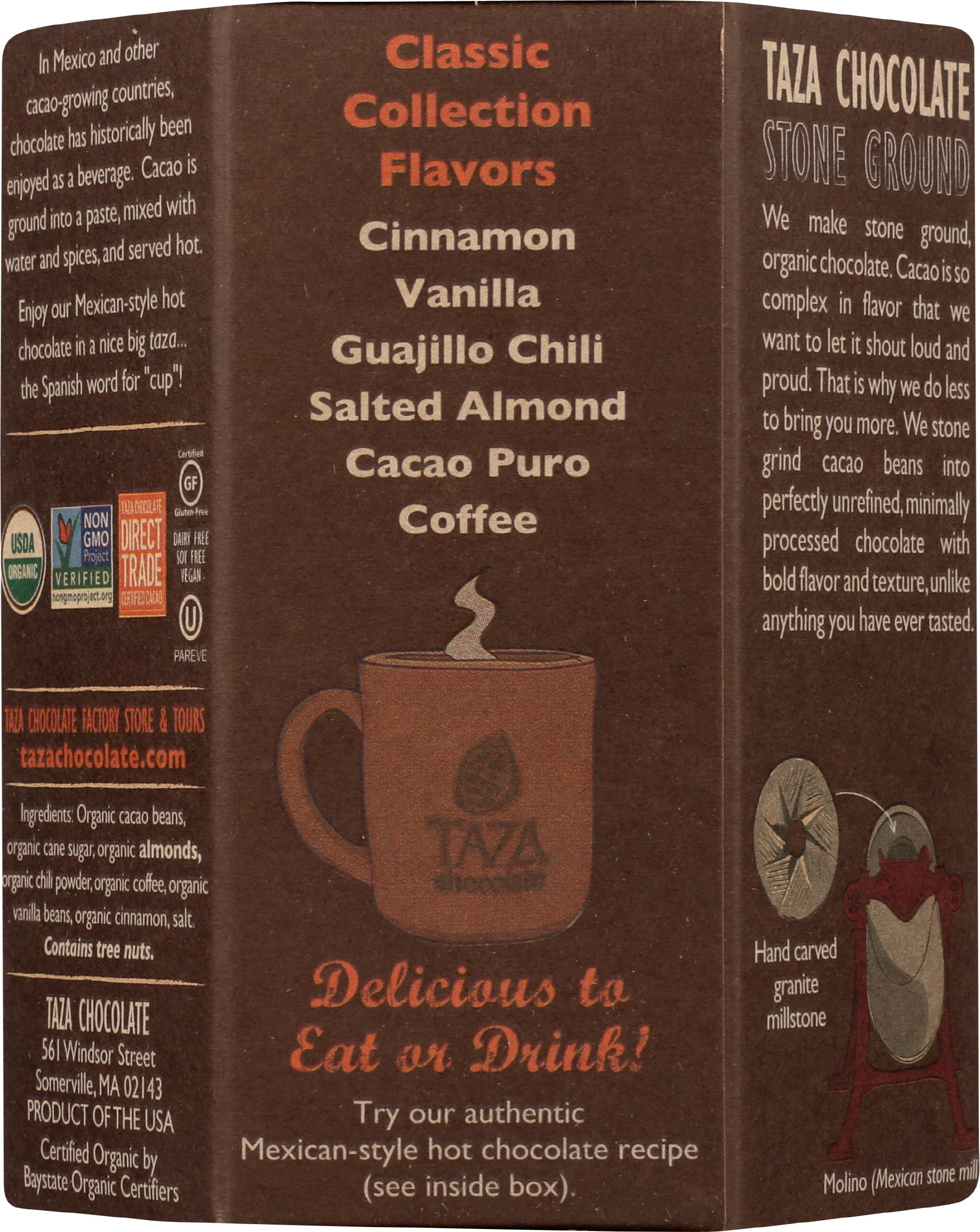 Taza Chocolate primer plano de textura stone‑ground, sabor auténtico