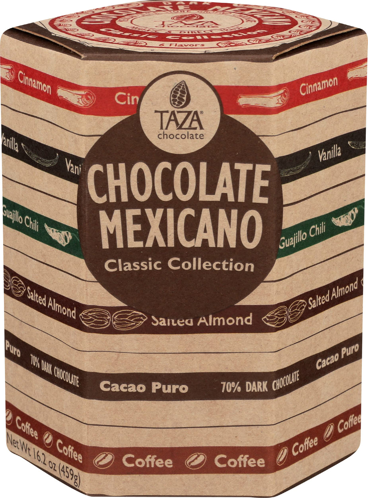 Taza Chocolate pack frontal mostrando seis discos, fácil de compartir