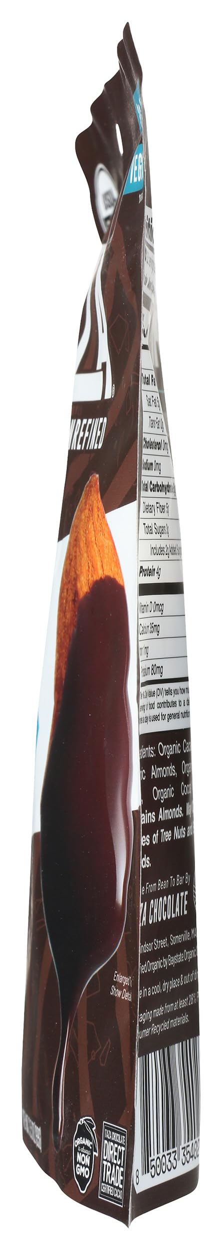 Taza Chocolate etiqueta de ingredientes y sellos orgánicos para transparencia