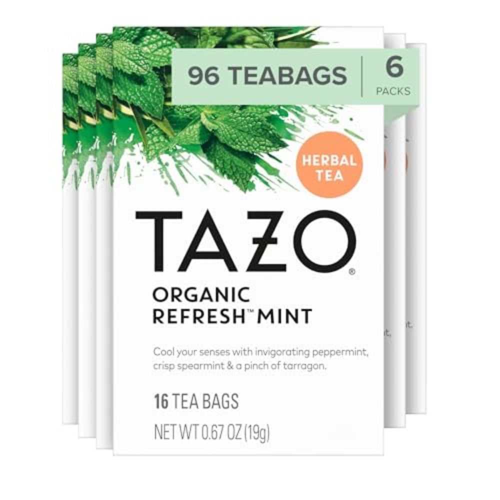 TAZO frontales de pack con 6 cajas y 96 bolsitas refresco inmediato
