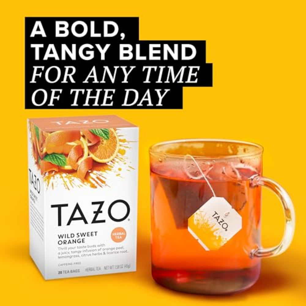 TAZO taza con infusión caliente Wild Sweet Orange y vapor, transmite aroma y confort